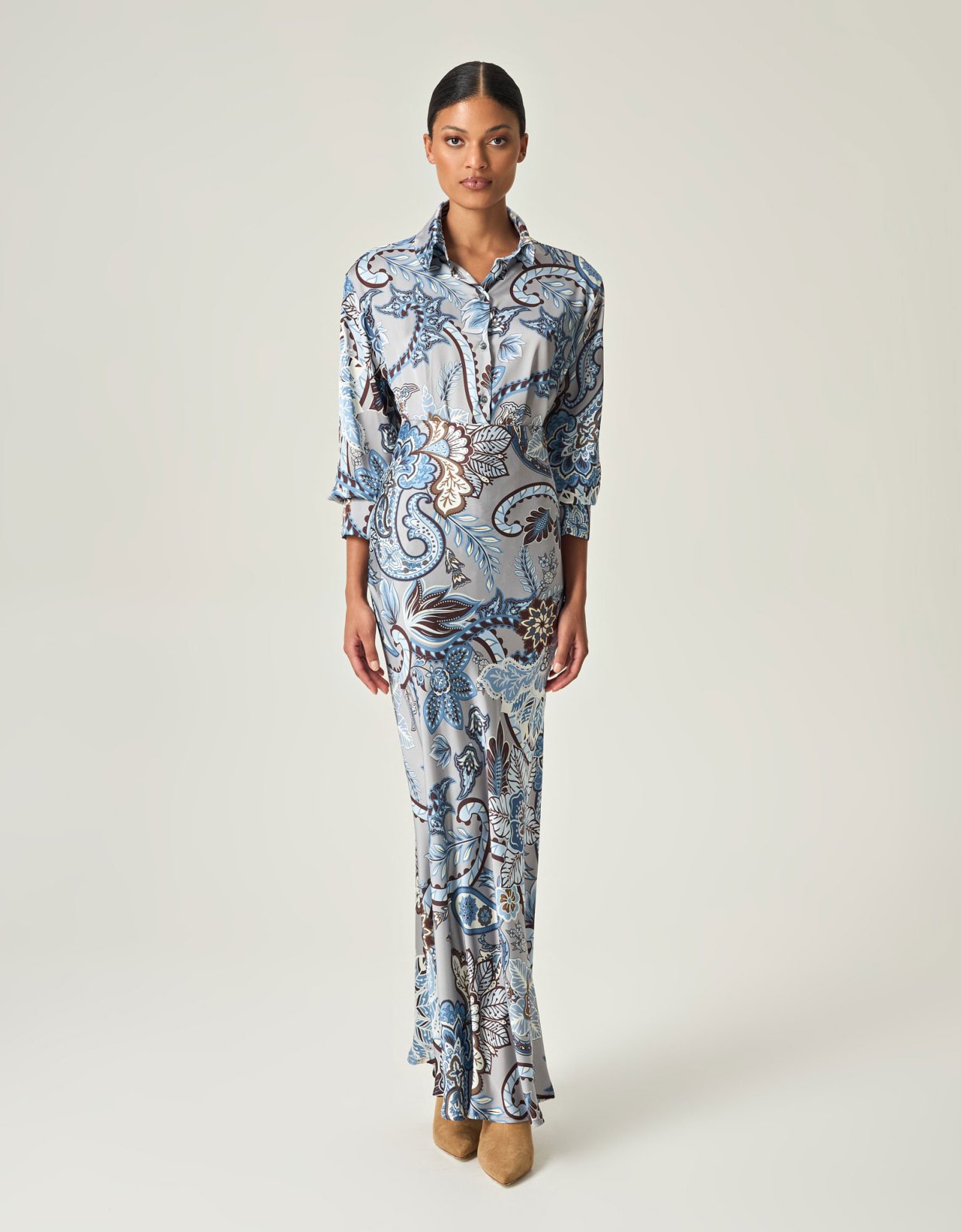 Eveleya Azure garden paisley satin shirt