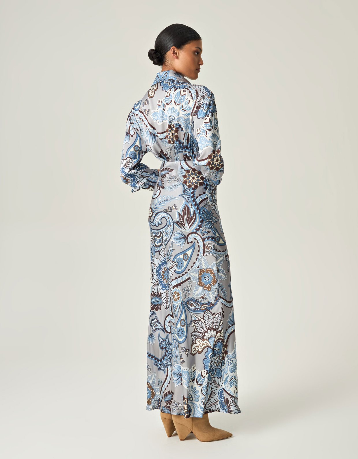 Eveleya Azure garden paisley maxi satin skirt