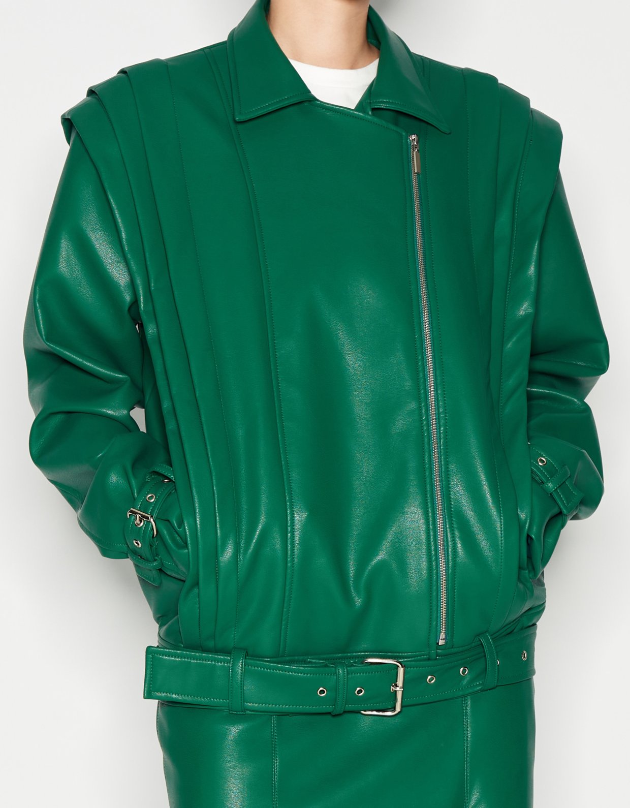 Nadia Rapti Leather adventure jacket green