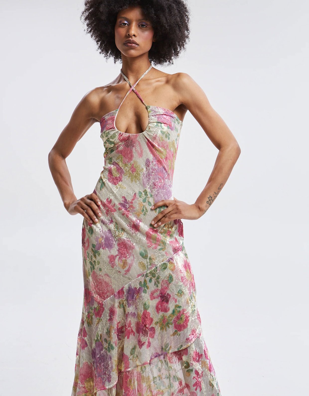 Ananke Clothing Amaris pleated floral maxi dress