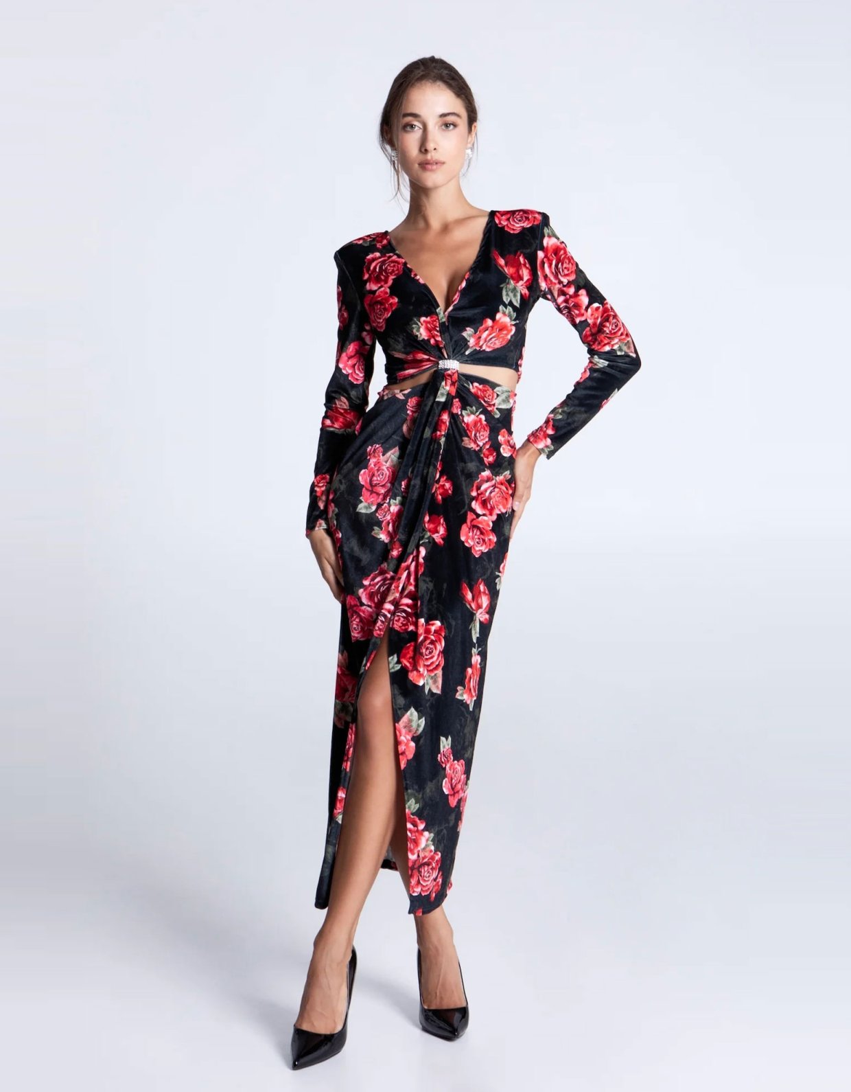 Eveleya Amanda midi velvet dress