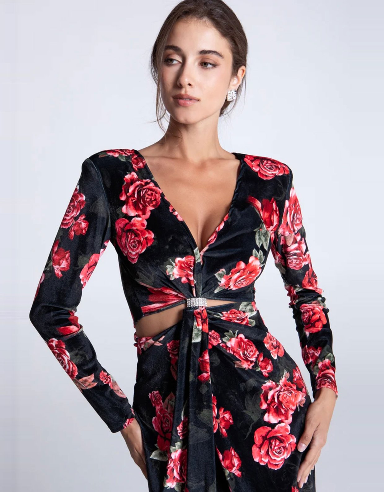 Eveleya Amanda midi velvet dress