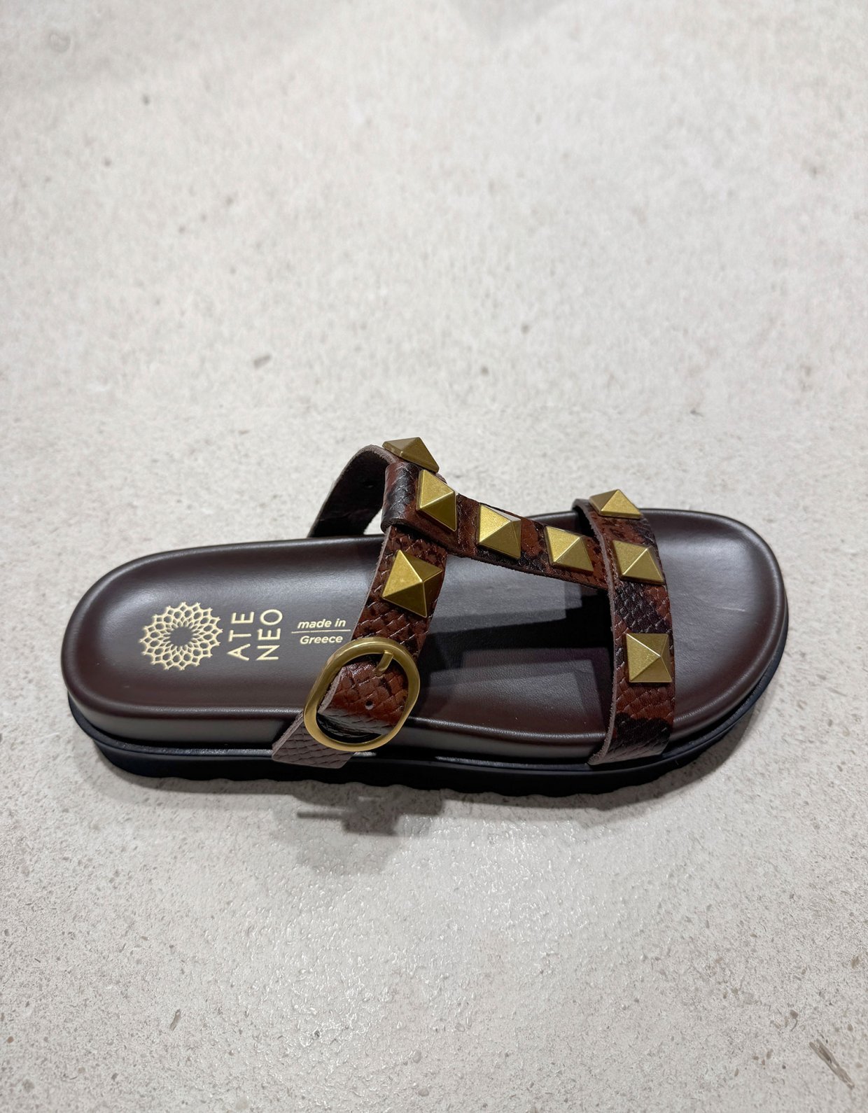 Ateneo 51310  Studded sandals brown snake