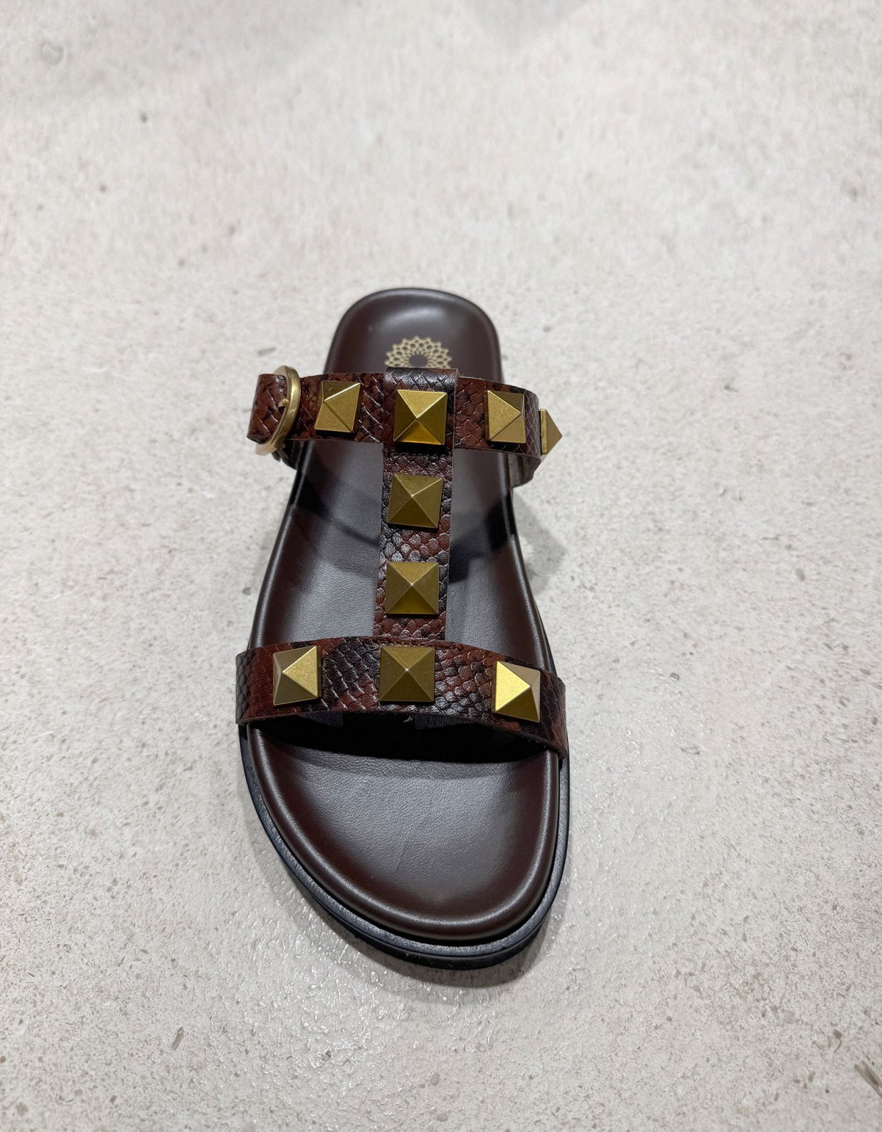 Ateneo 51310  Studded sandals brown snake