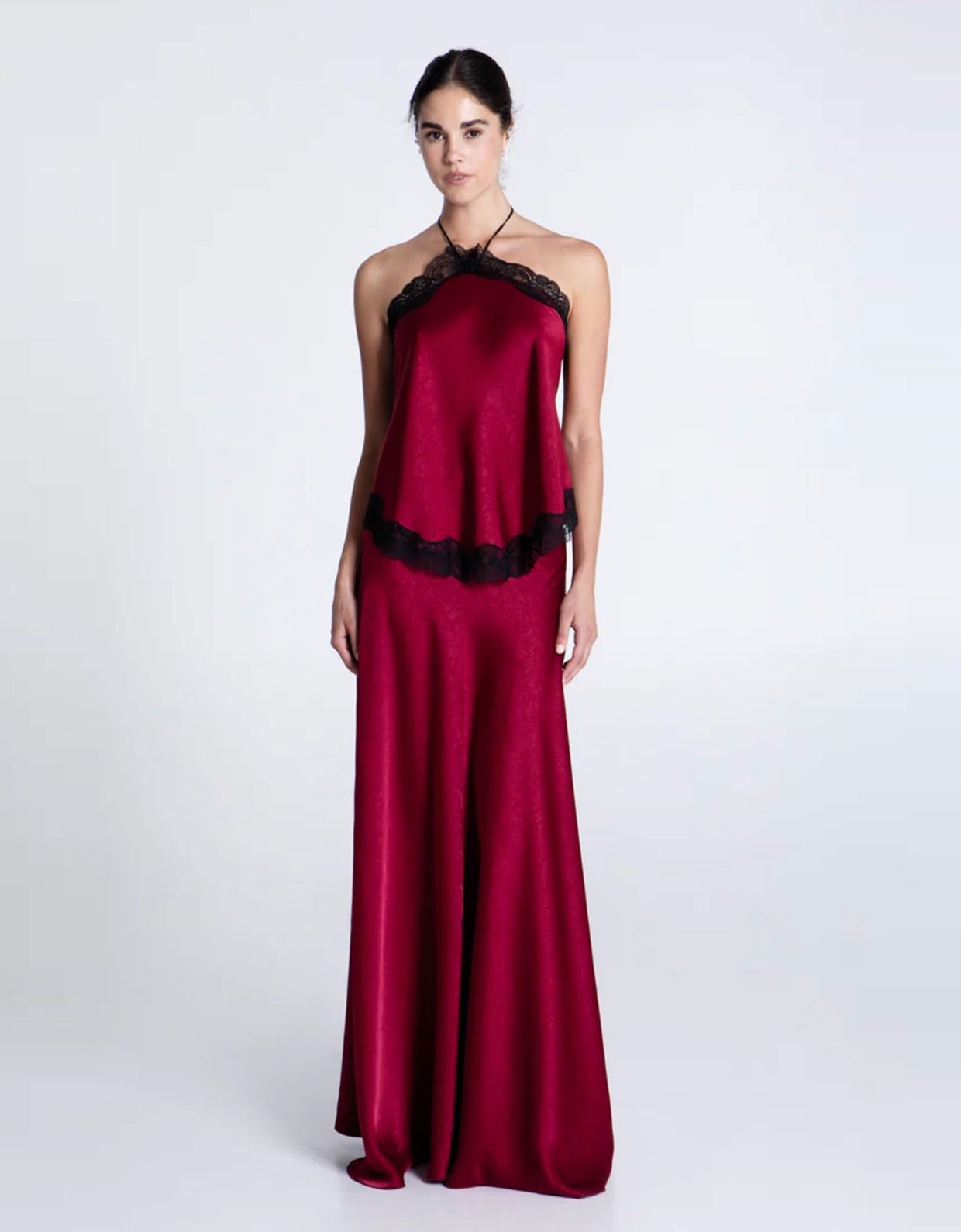 Eveleya Wine maxi satin skirt