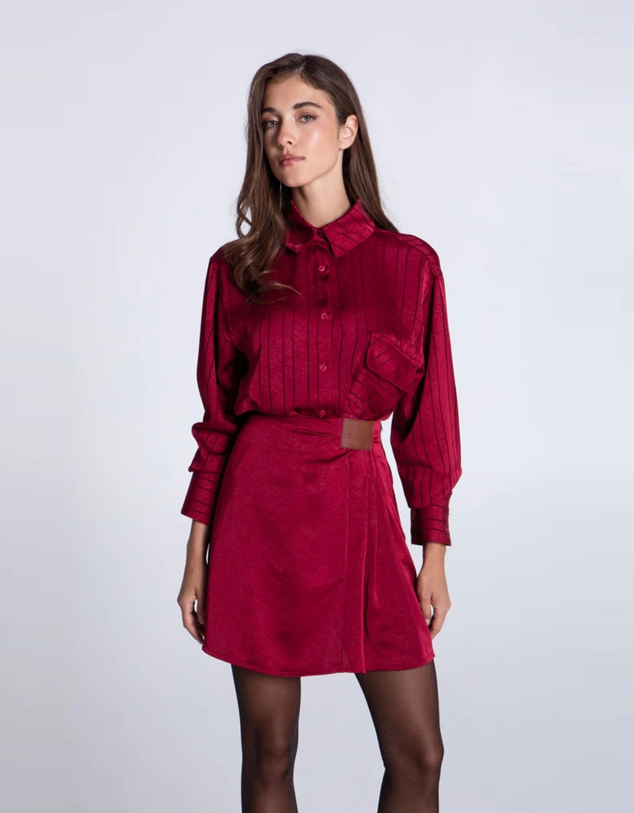 Eveleya Wine satin shirt