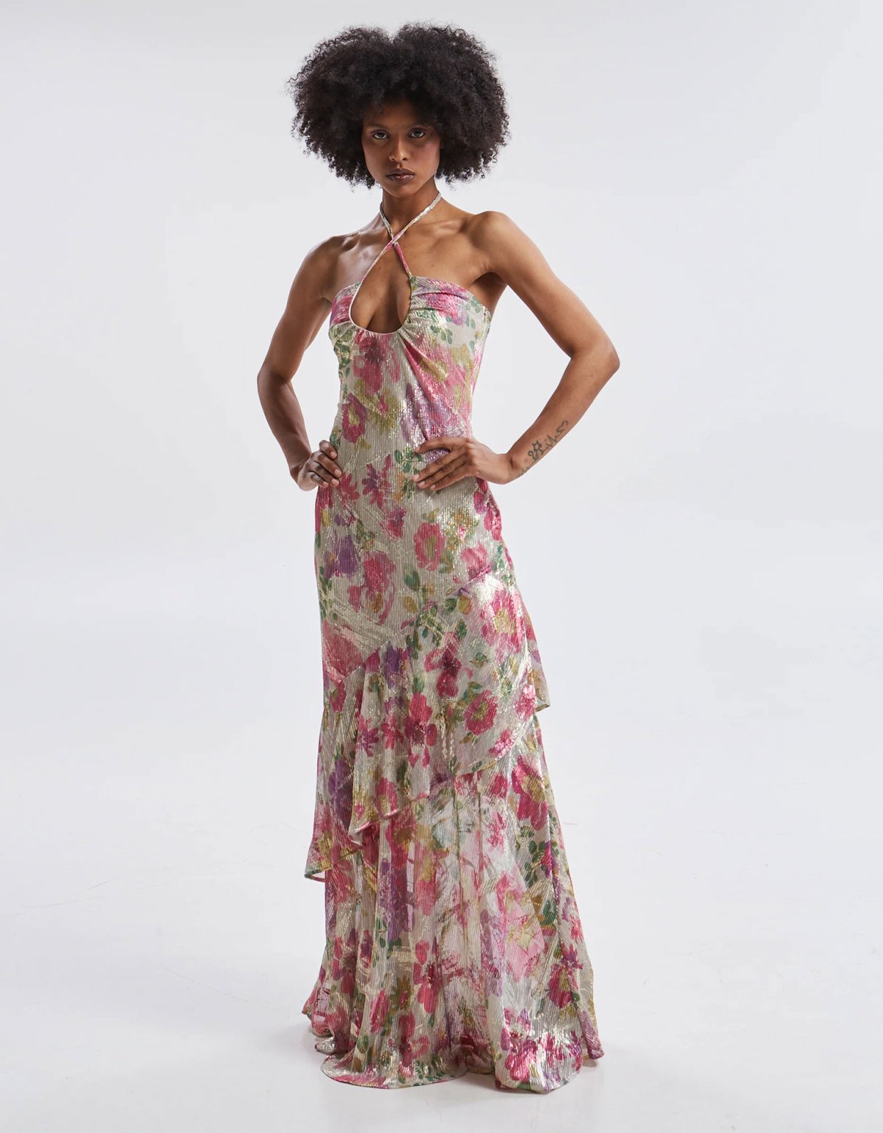 Ananke Clothing Amaris pleated floral maxi dress