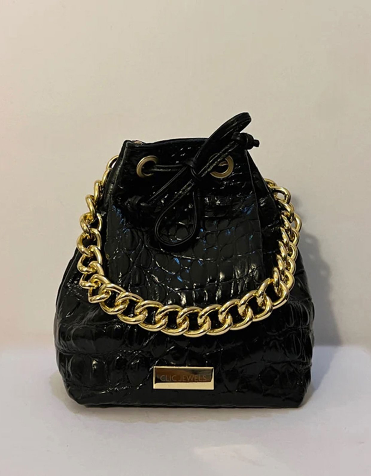 Clic Jewels Small bucketbag black croco