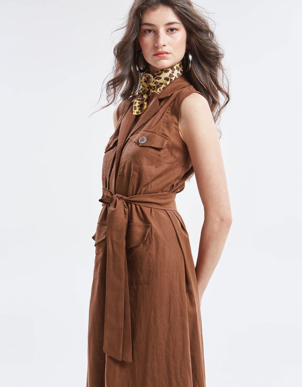 Ananke Clothing Maribel linen shirt dress brown