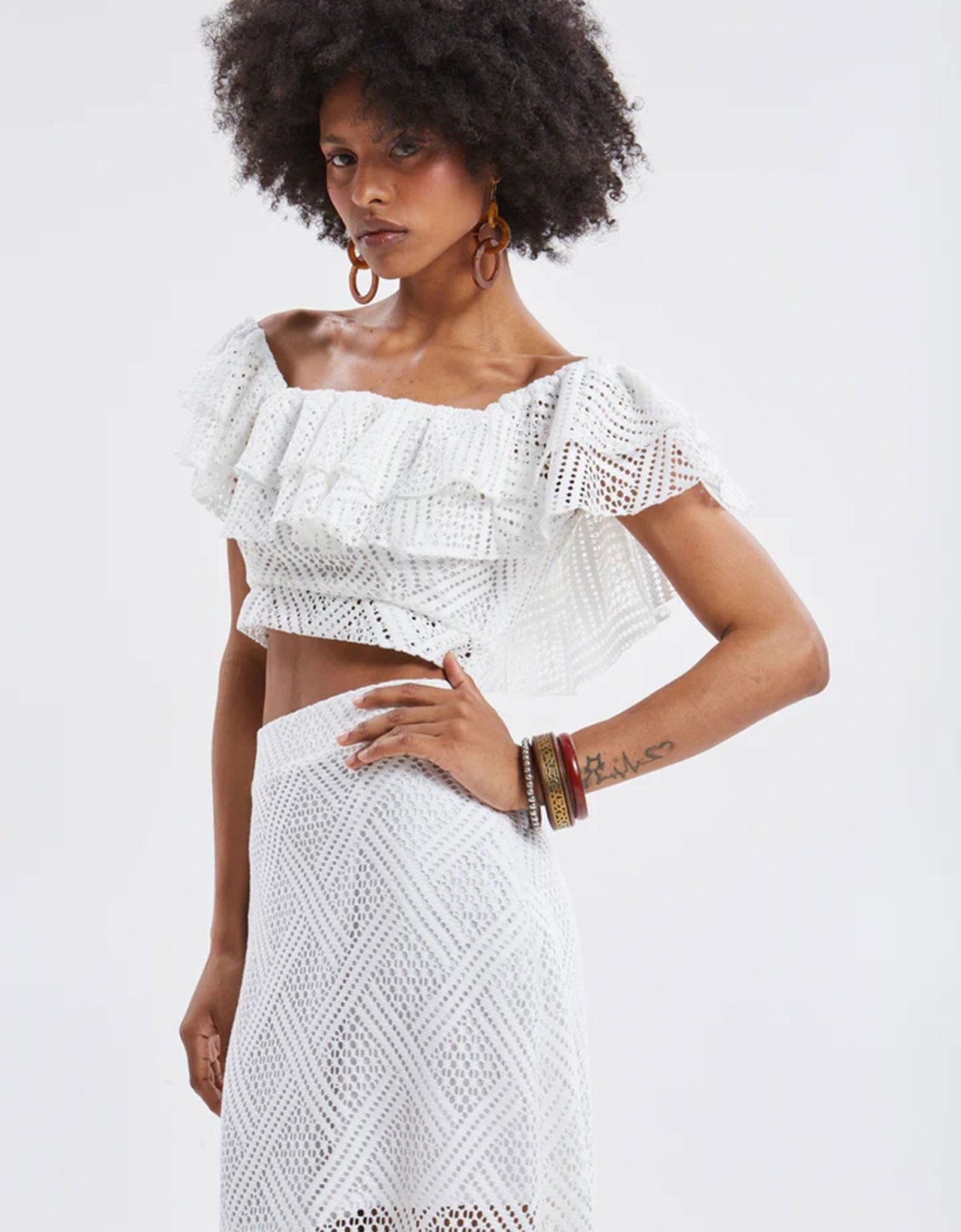 Ananke Clothing Nora knitted ruffle top white