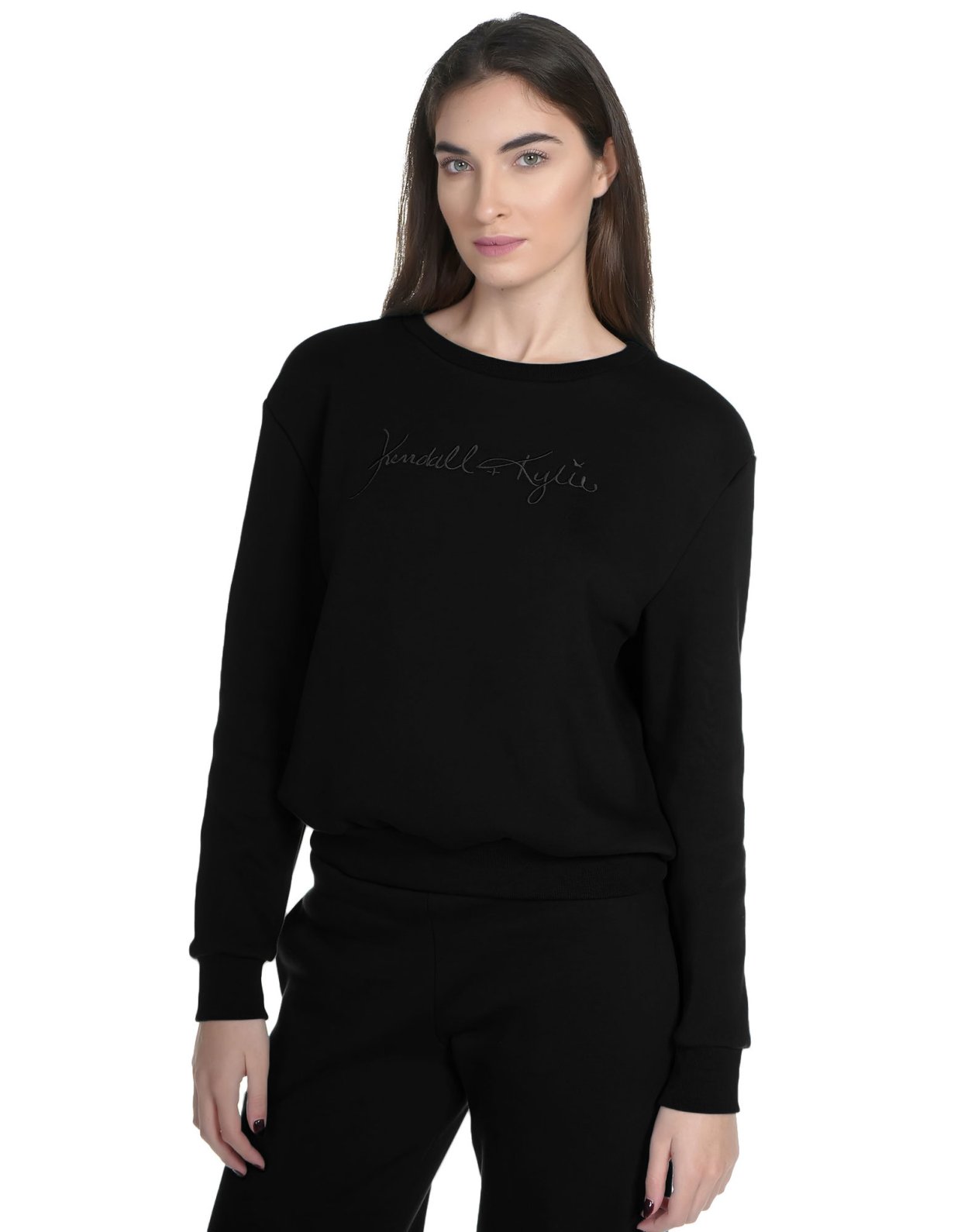 Kendall + Kylie Tonal college sweater black