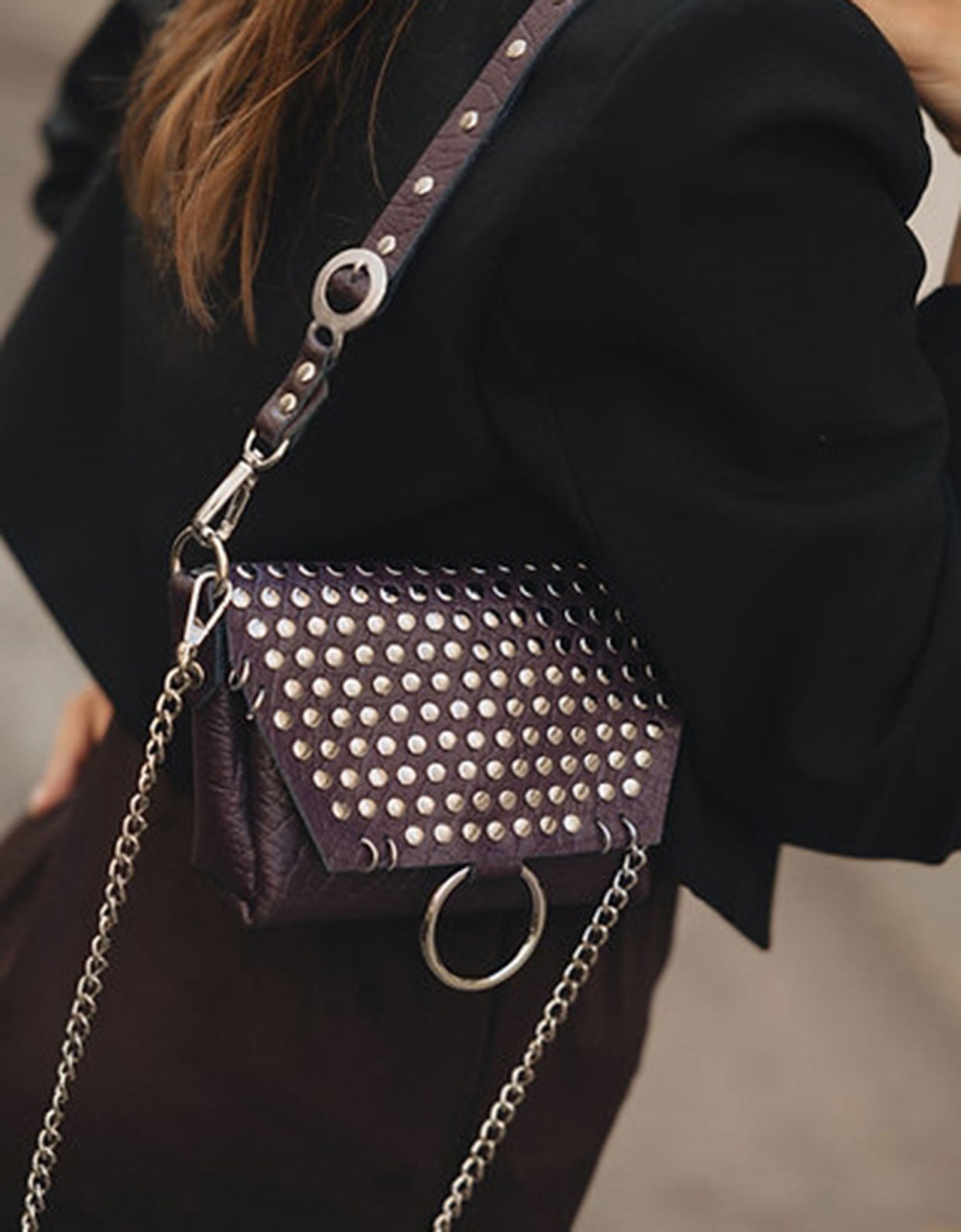 Individual Art Leather Rosemary bag dark plum-nickel