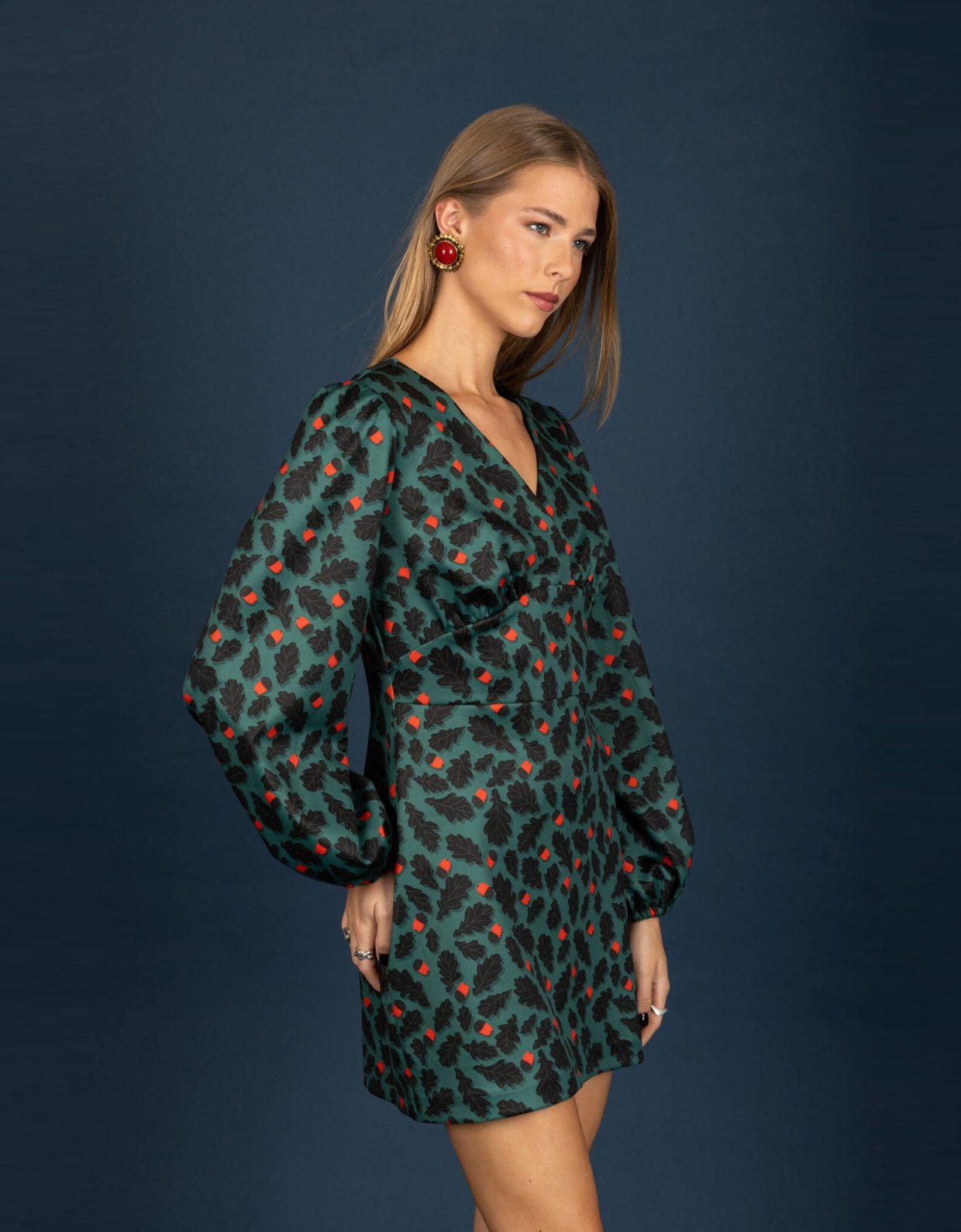 Chaton Diane suede V-neck dress