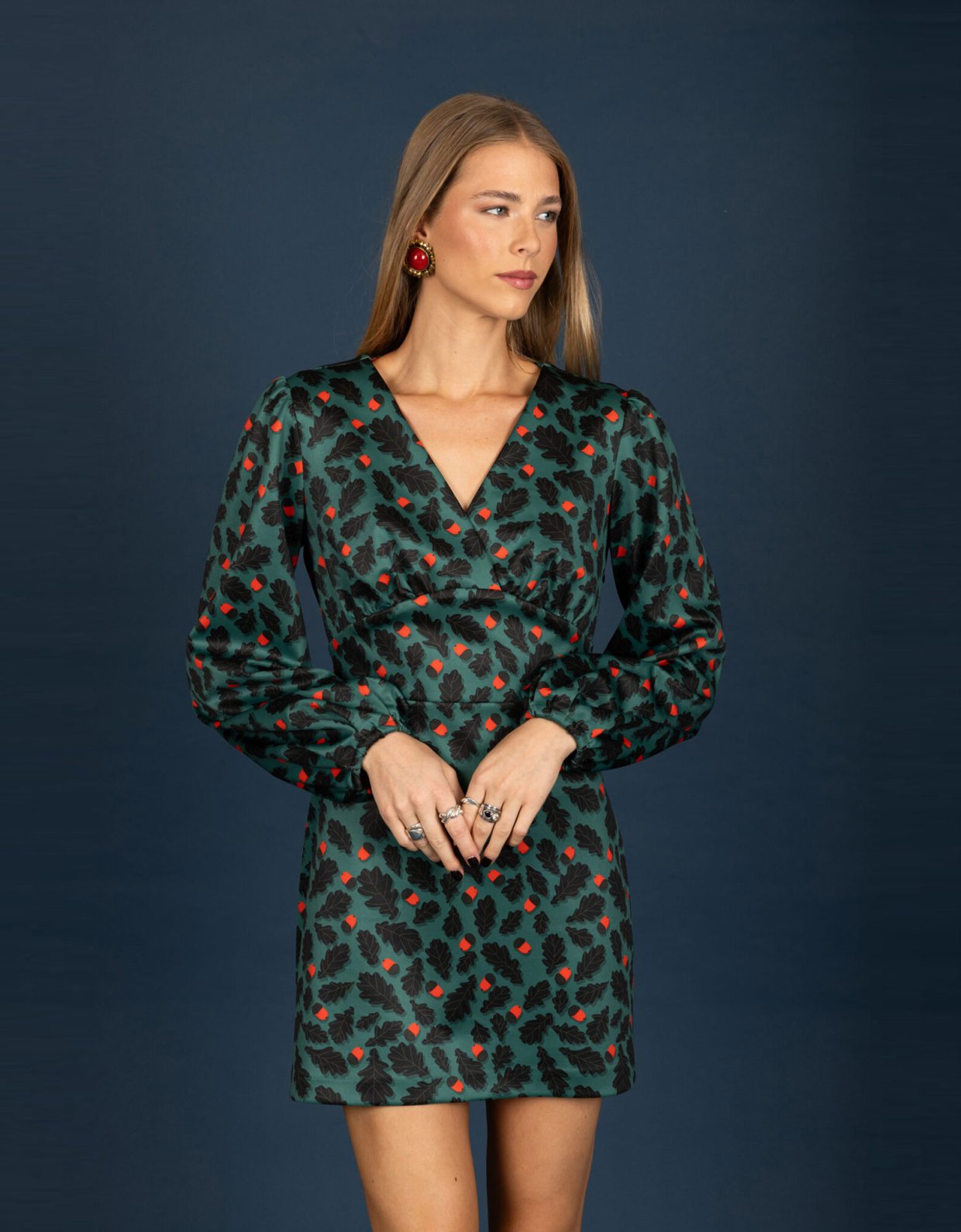 Chaton Diane suede V-neck dress