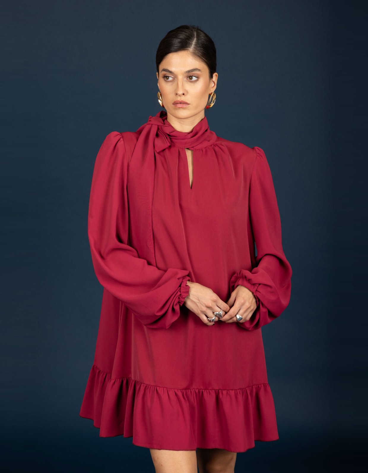 Chaton Corinne oversize dress garnet