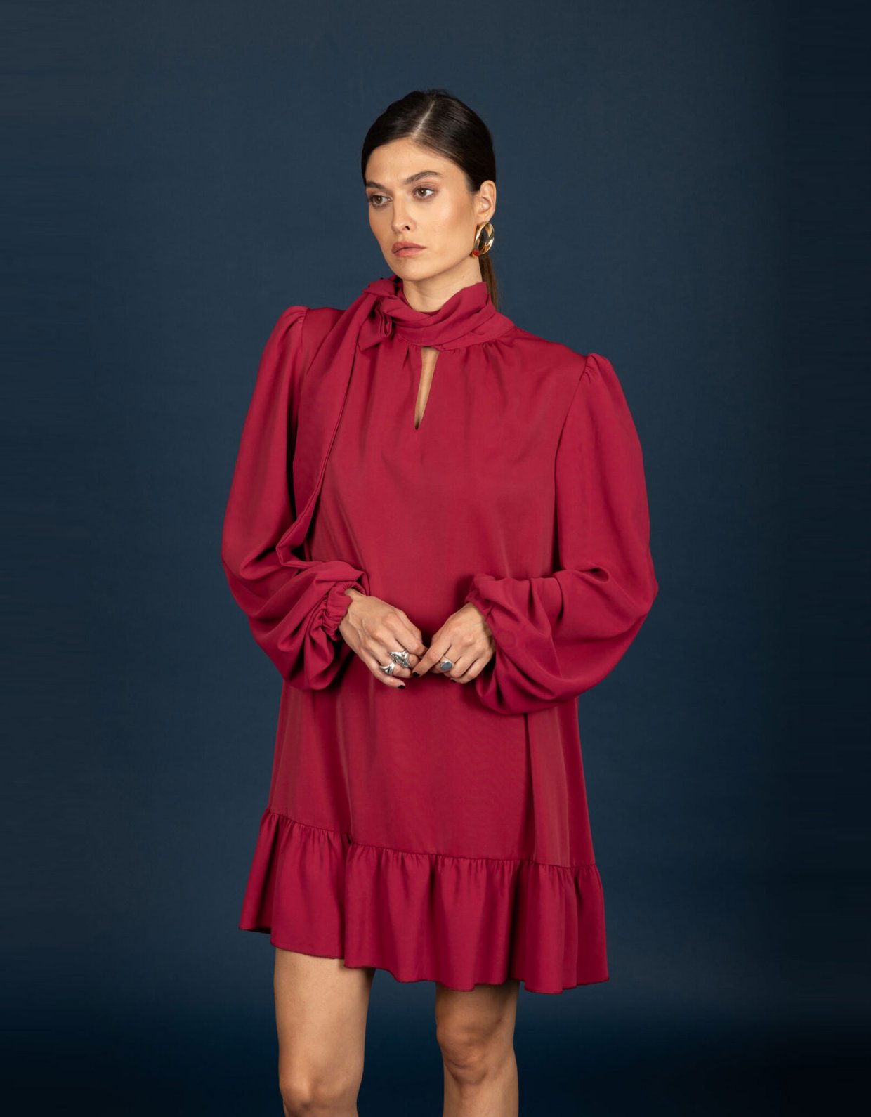Chaton Corinne oversize dress garnet