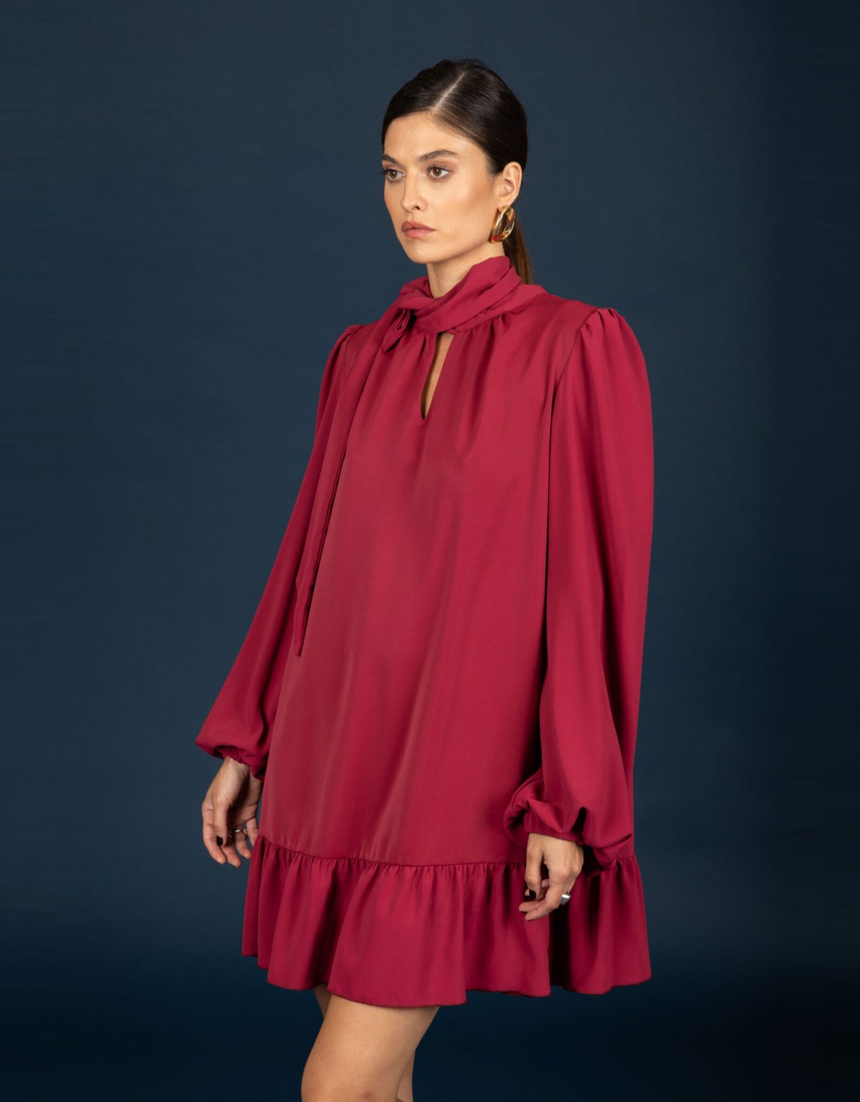 Chaton Corinne oversize dress garnet