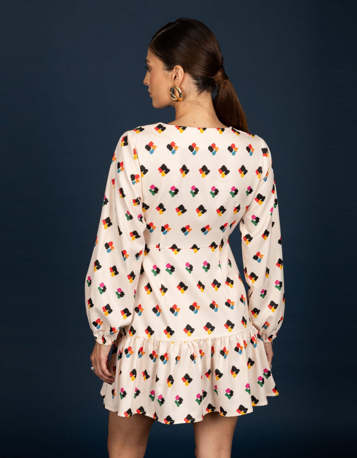 Chaton Adele frill dress ecru