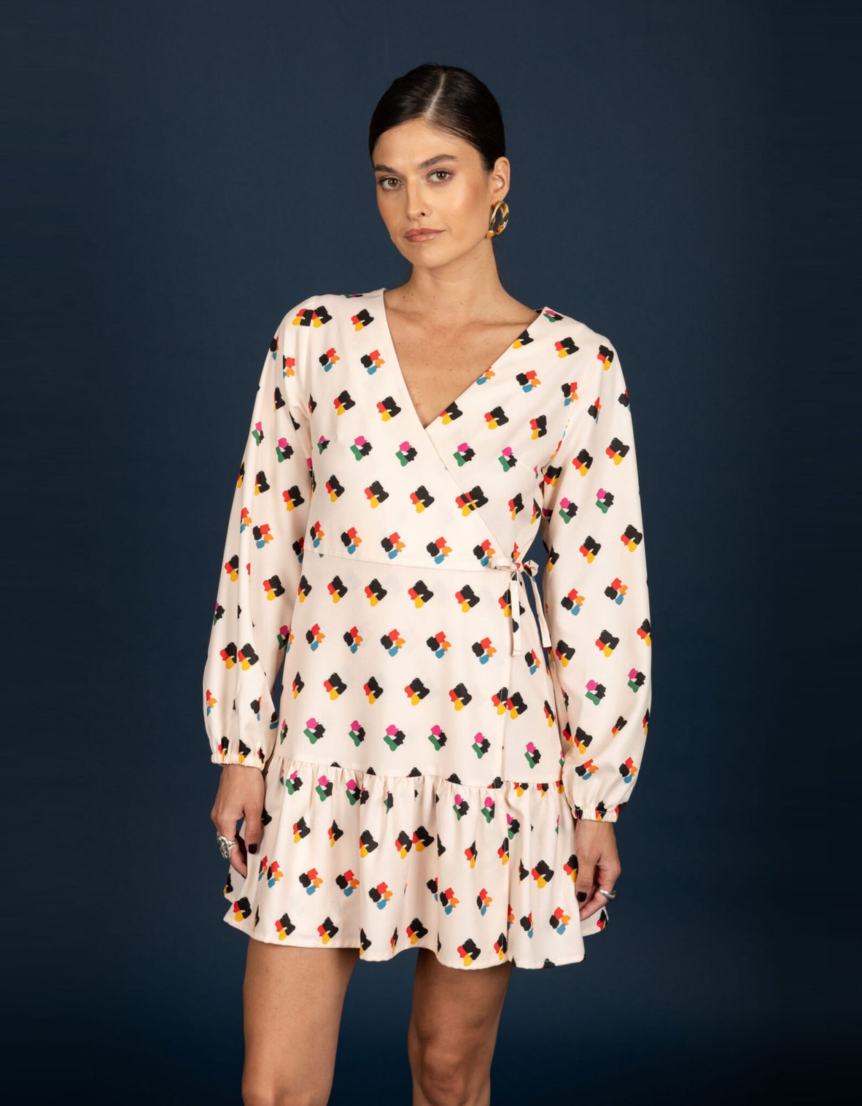Chaton Adele frill dress ecru