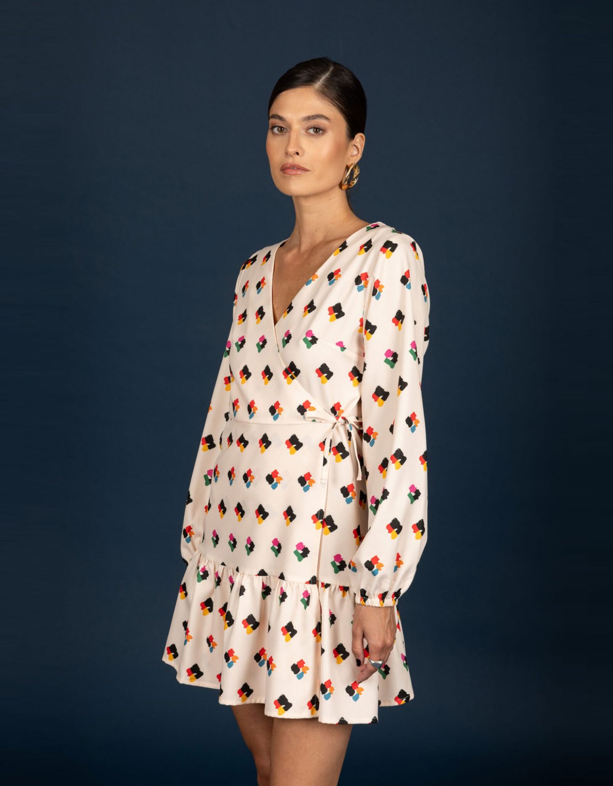 Chaton Adele frill dress ecru