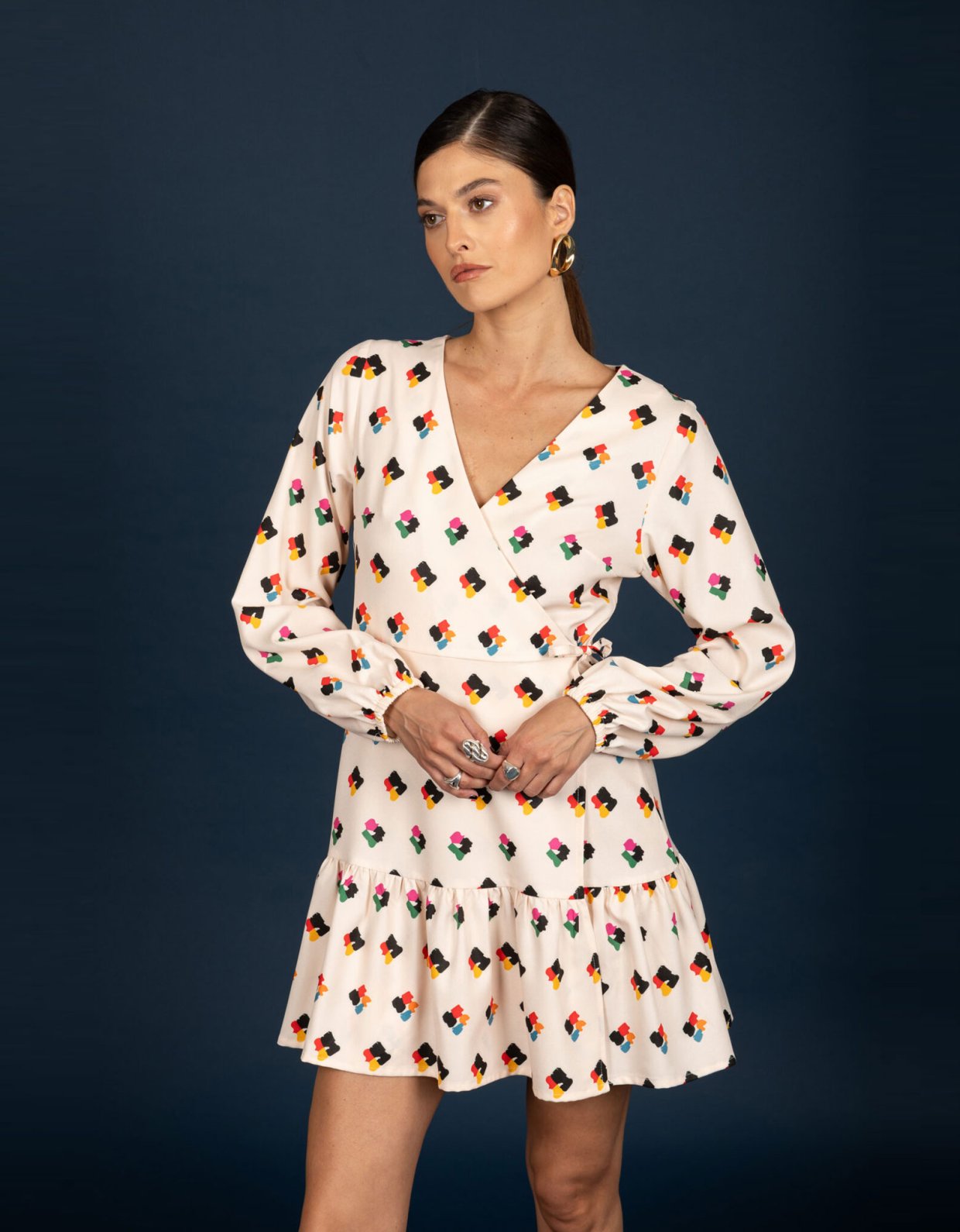 Chaton Adele frill dress ecru
