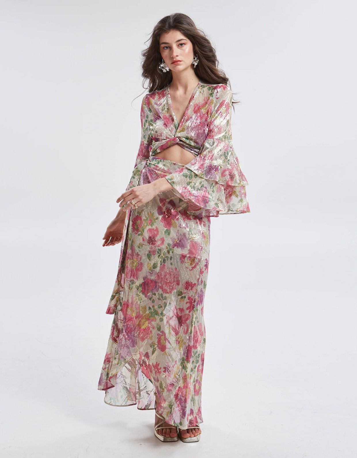 Ananke Clothing Amaris pleated floral wrap top