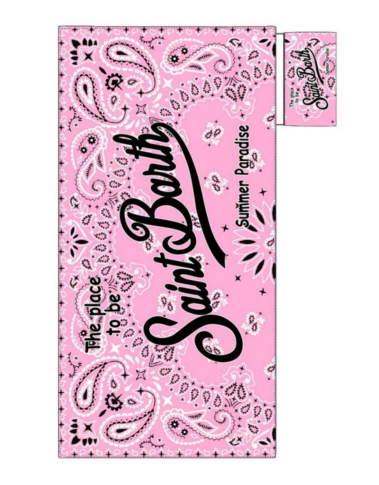 MC2 Saint Barth Microfiber beach towel Aidan pink with bandanna print