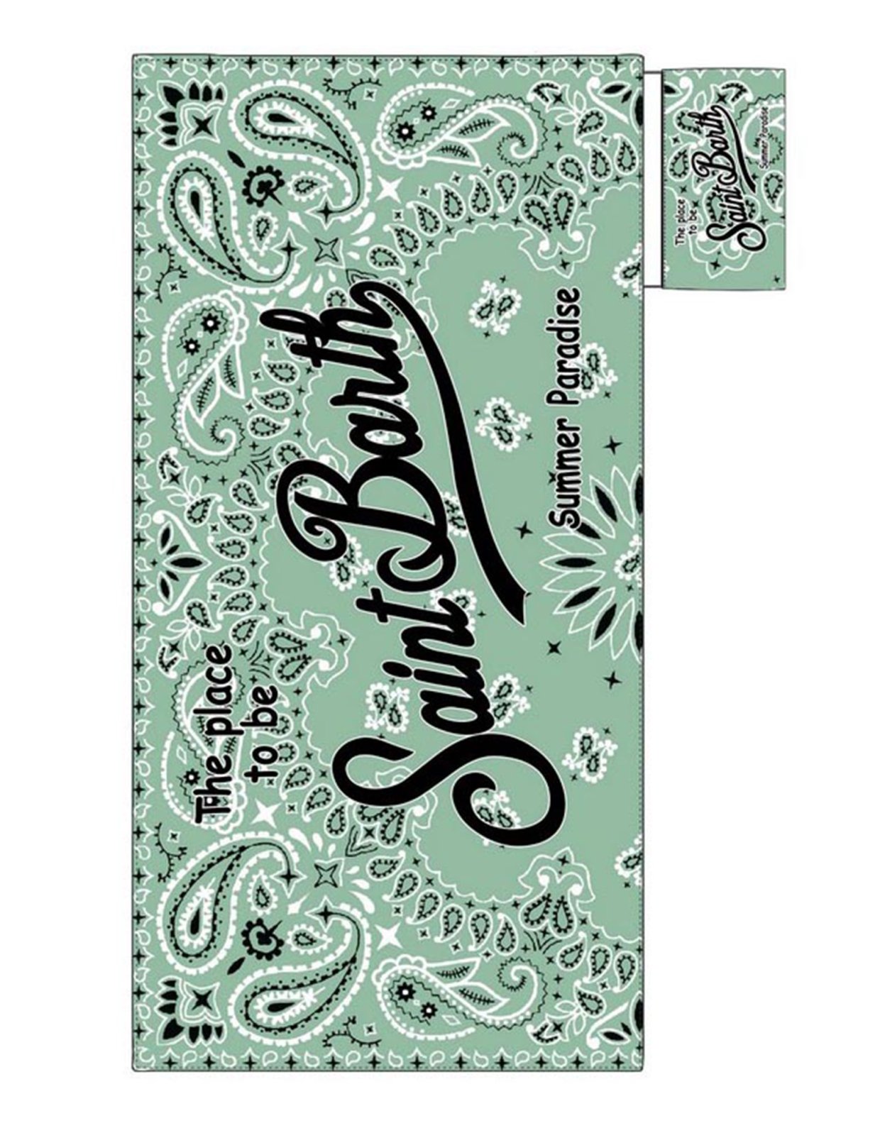 MC2 Saint Barth Microfiber beach towel Aidan sage with bandanna print