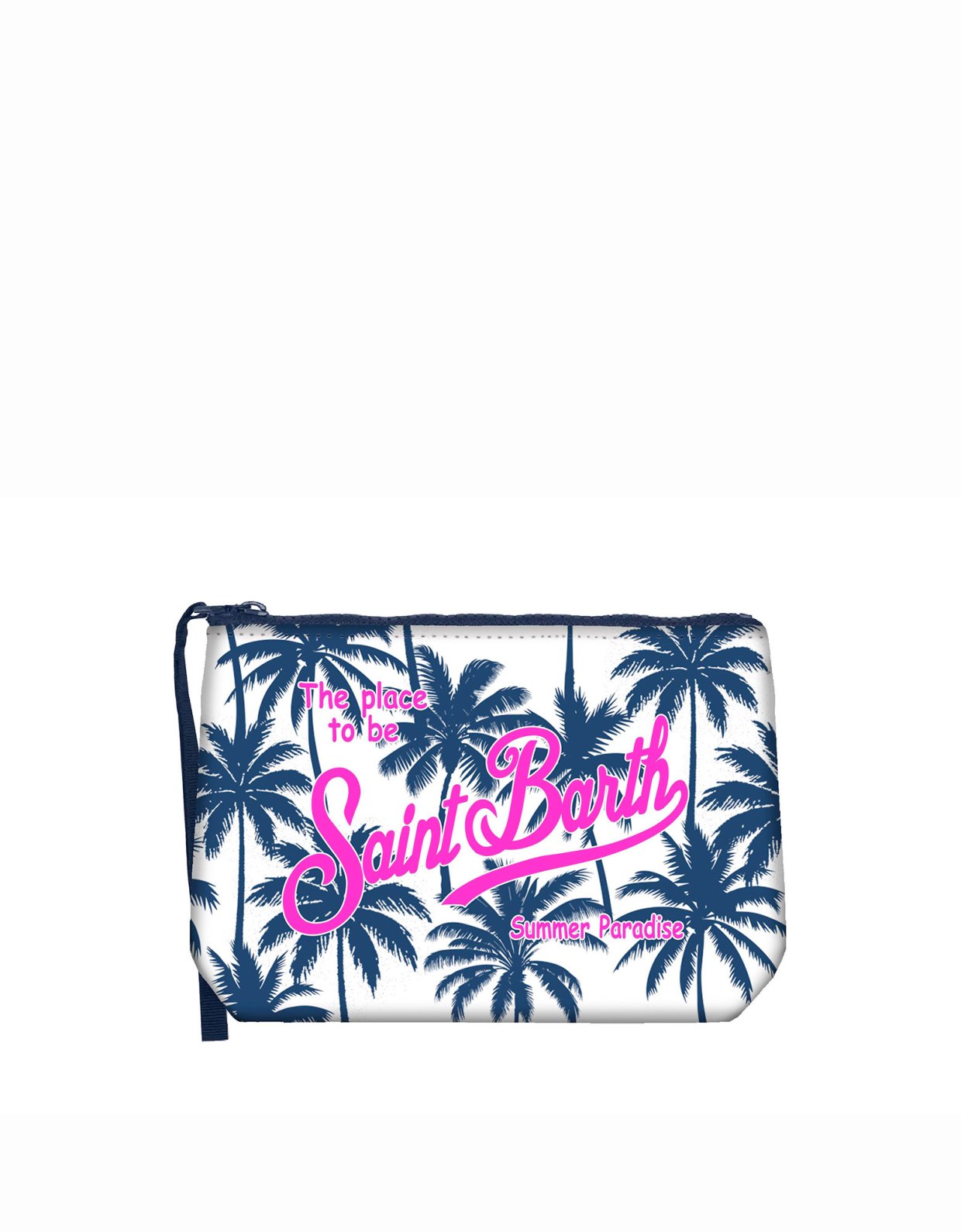MC2 Saint Barth Aline scuba pouch with blue palms print