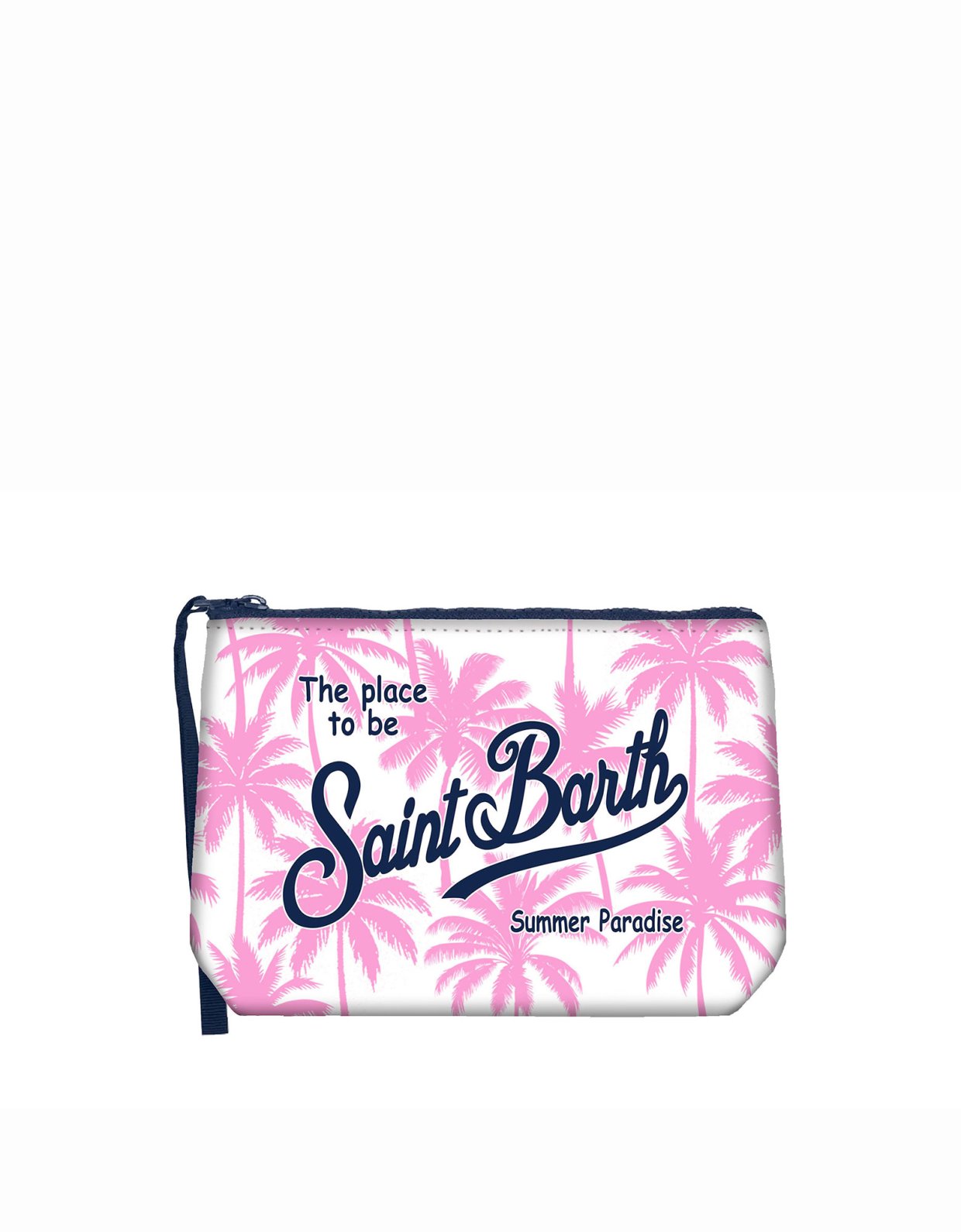 MC2 Saint Barth Aline scuba pouch with pink palms print
