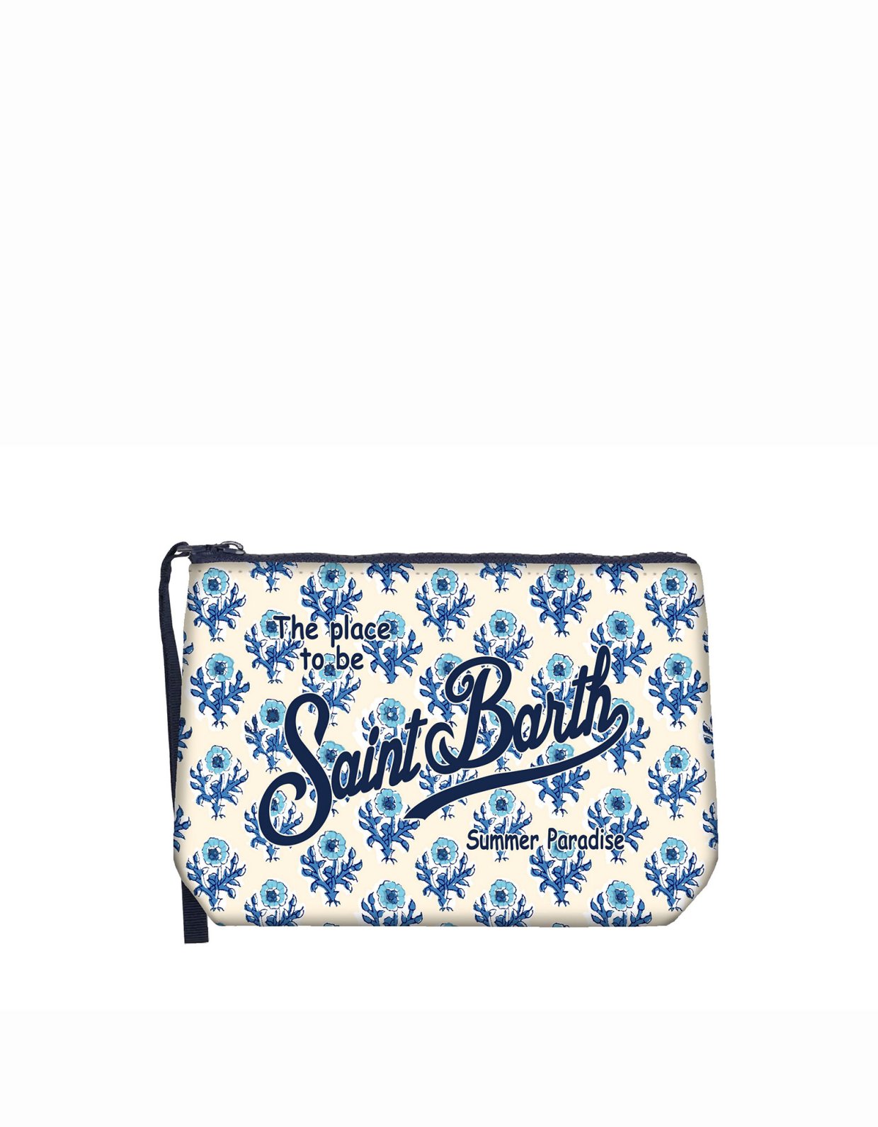 MC2 Saint Barth Aline scuba pouch with blue floral print