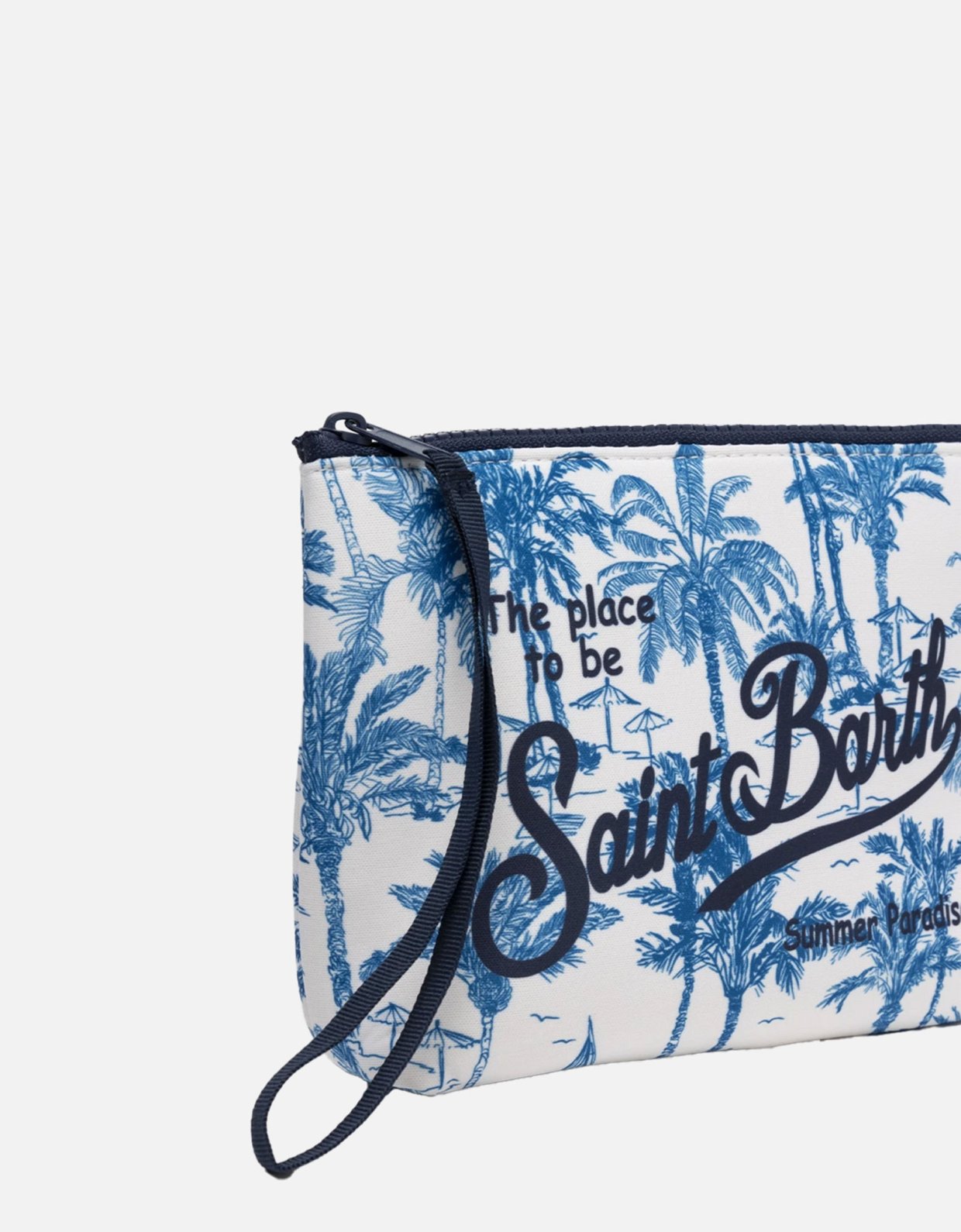 MC2 Saint Barth Aline scuba pochette blue with toile de jouy print