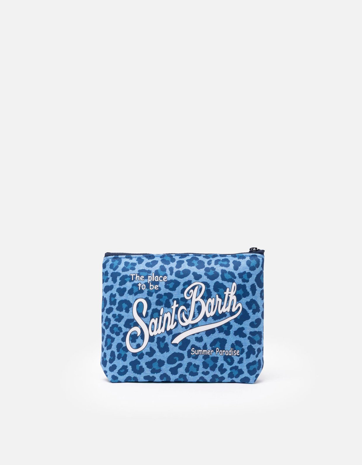 MC2 Saint Barth Aline scuba pochette with blue animalier print