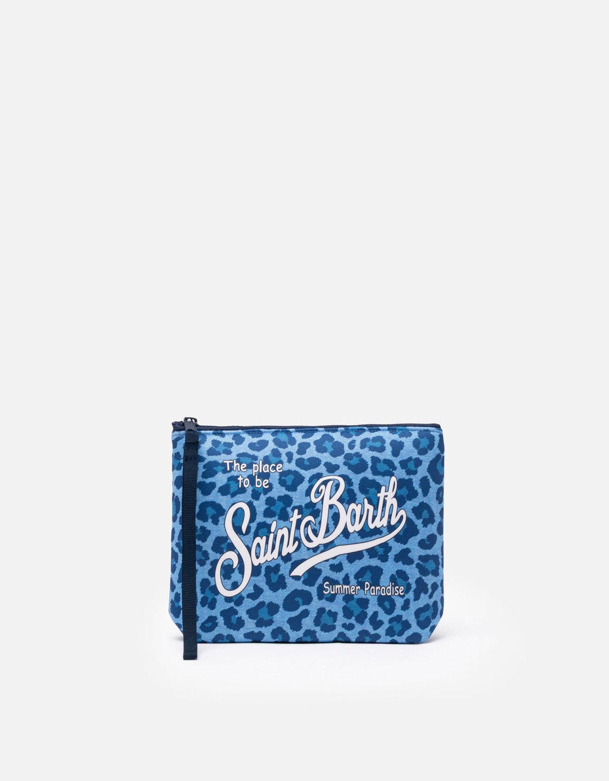 MC2 Saint Barth Aline scuba pochette with blue animalier print