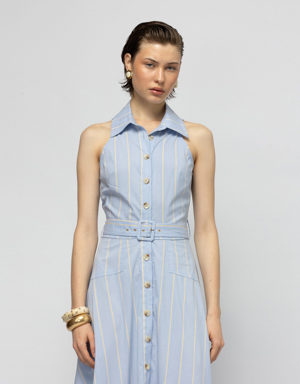 Mallory the label Anisa striped light blue dress