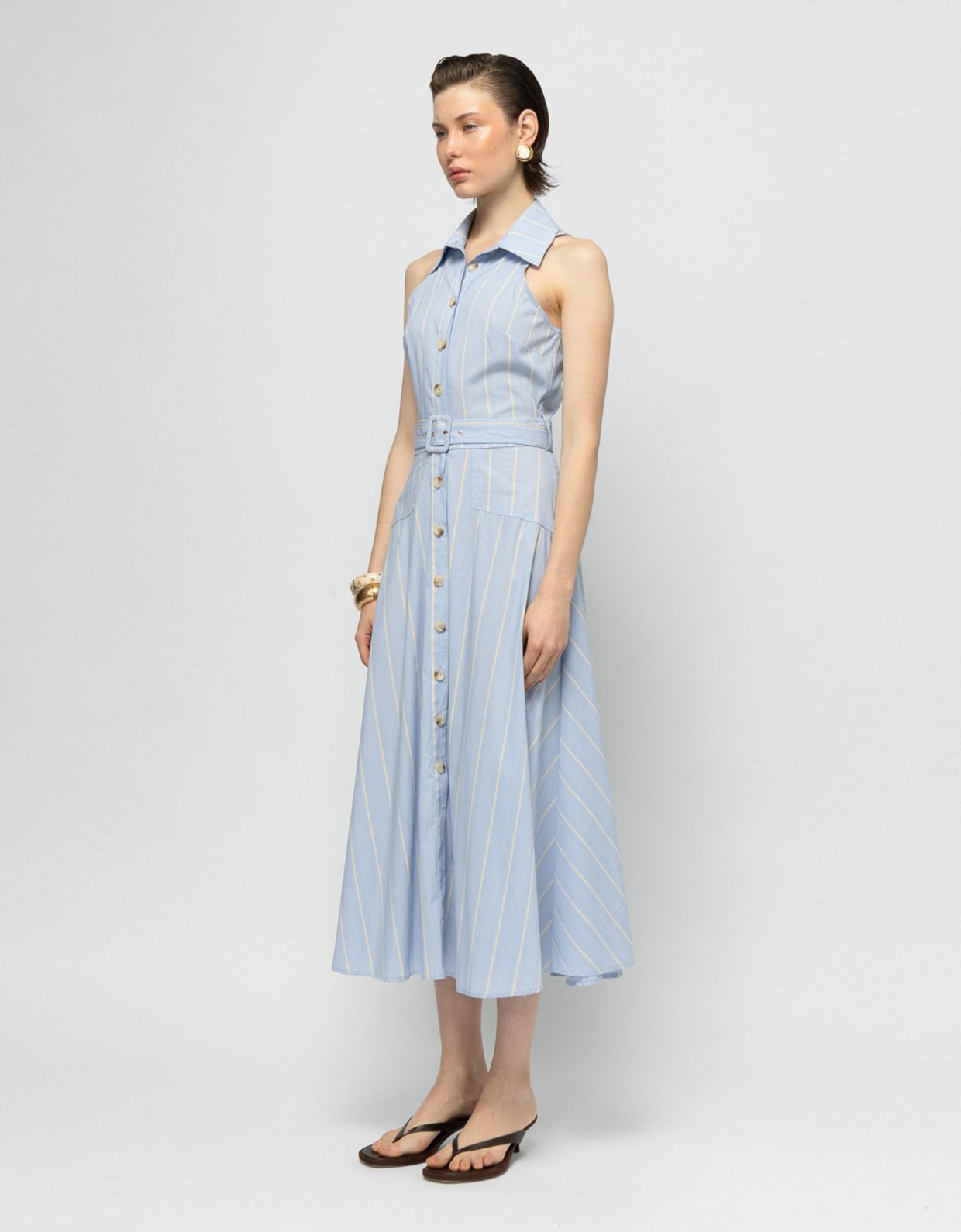 Mallory the label Anisa striped light blue dress