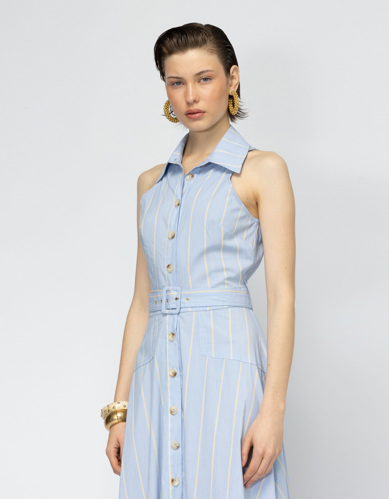 Mallory the label Anisa striped light blue dress