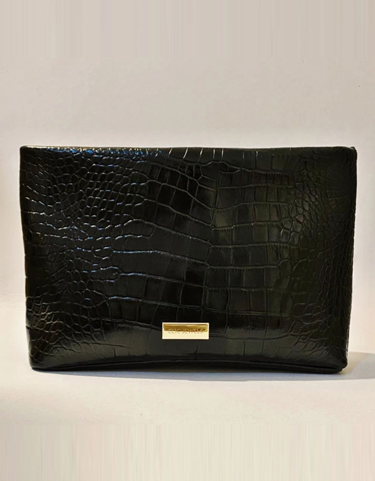 Clic Jewels Emma zipper clutch black croco