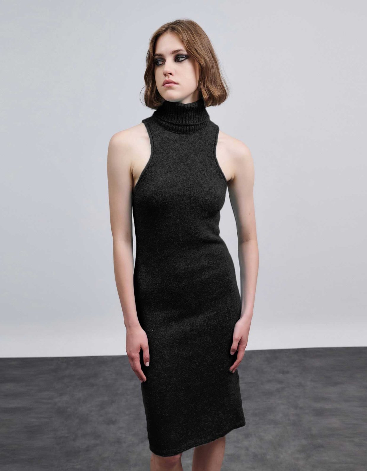 Combos Knitwear Dress turtleneck raglan black
