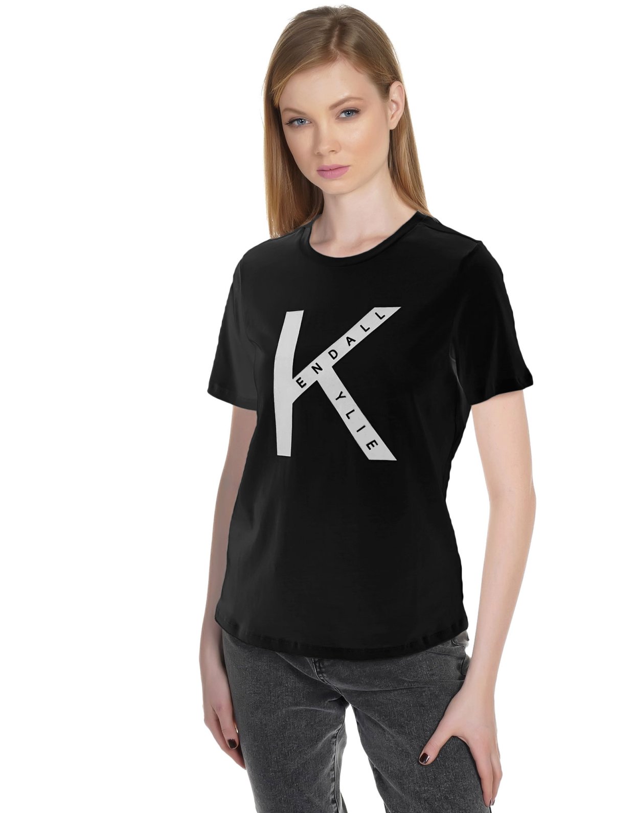 Kendall + Kylie Square logo t-shirt black