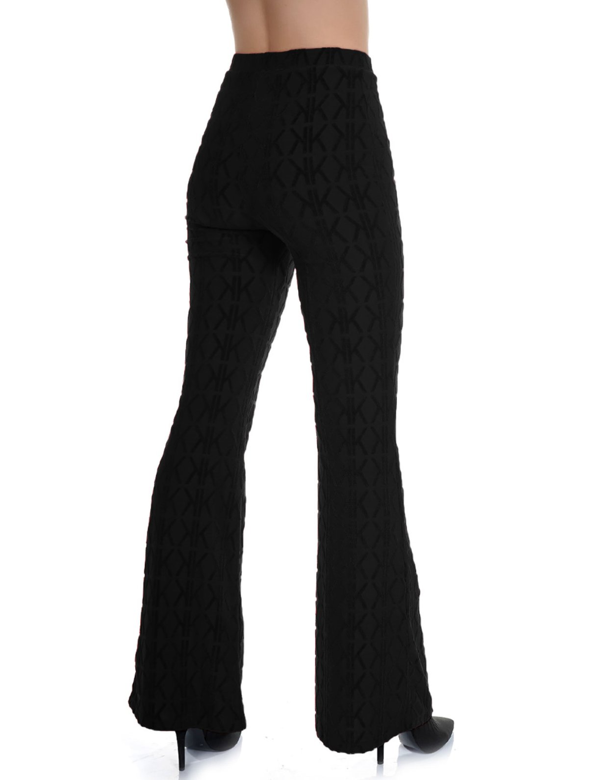 Kendall + Kylie Velour combo high rise flare pants black
