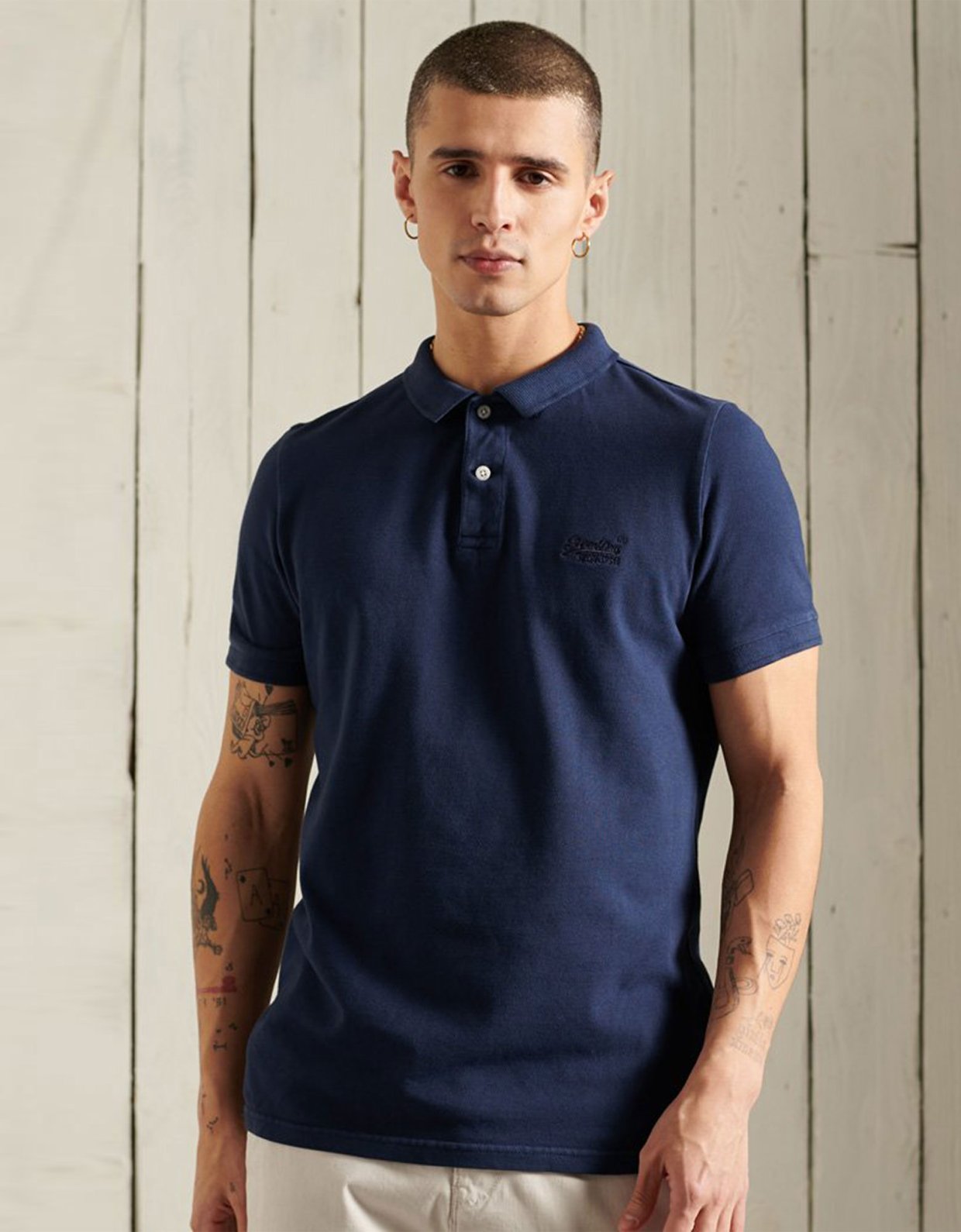 Superdry Vintage destroy polo nautical navy