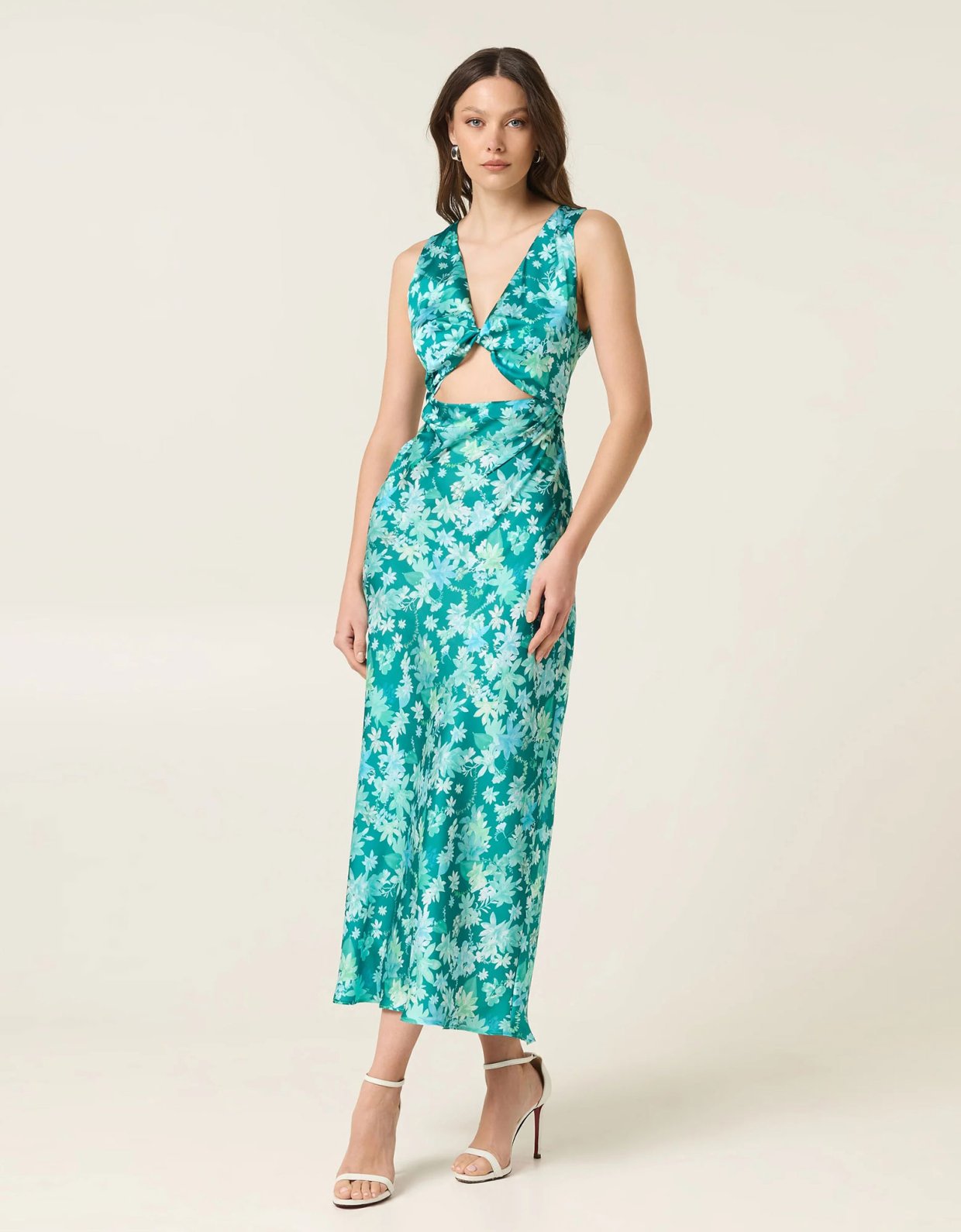 Eveleya Botanical midi satin dress