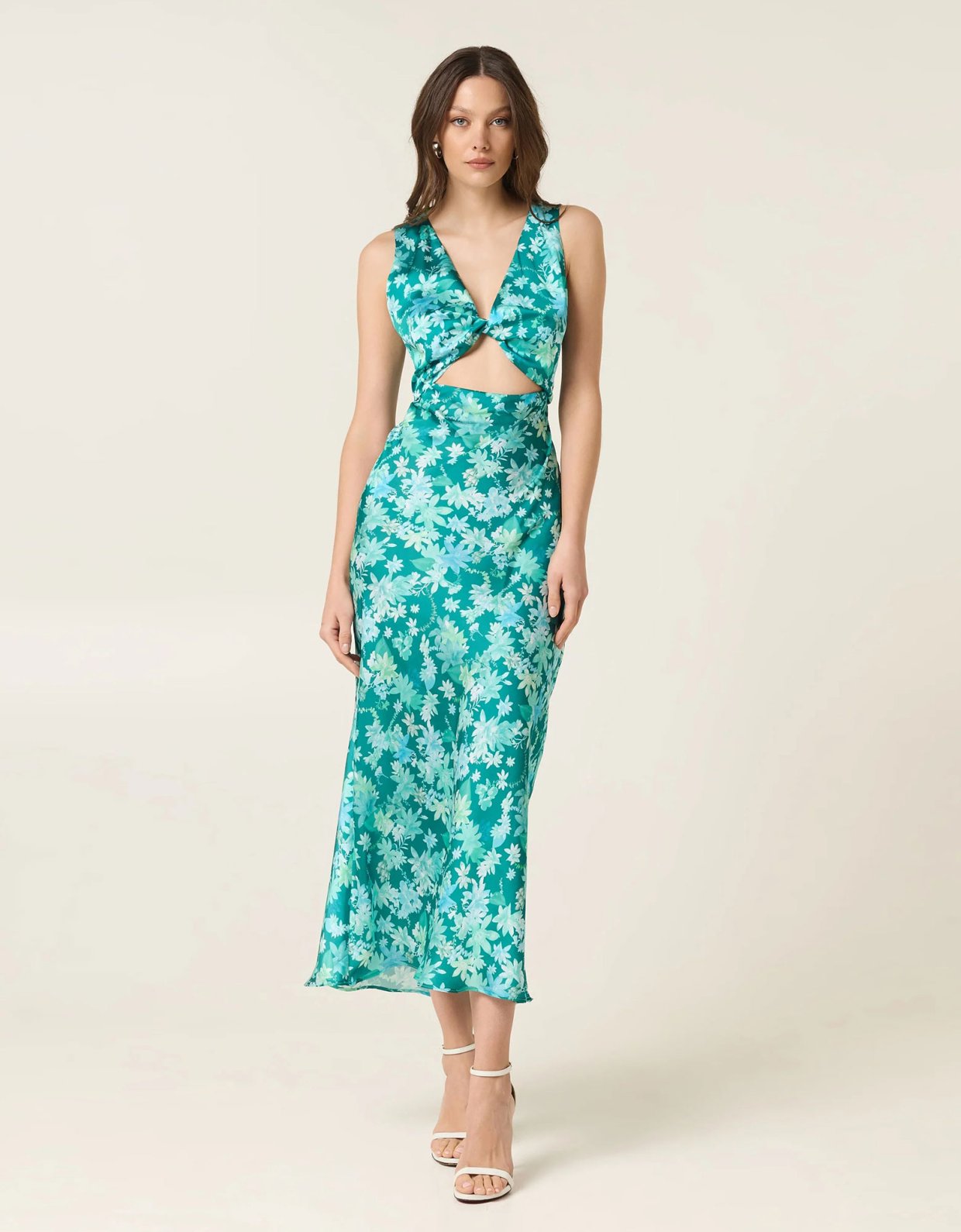 Eveleya Botanical midi satin dress
