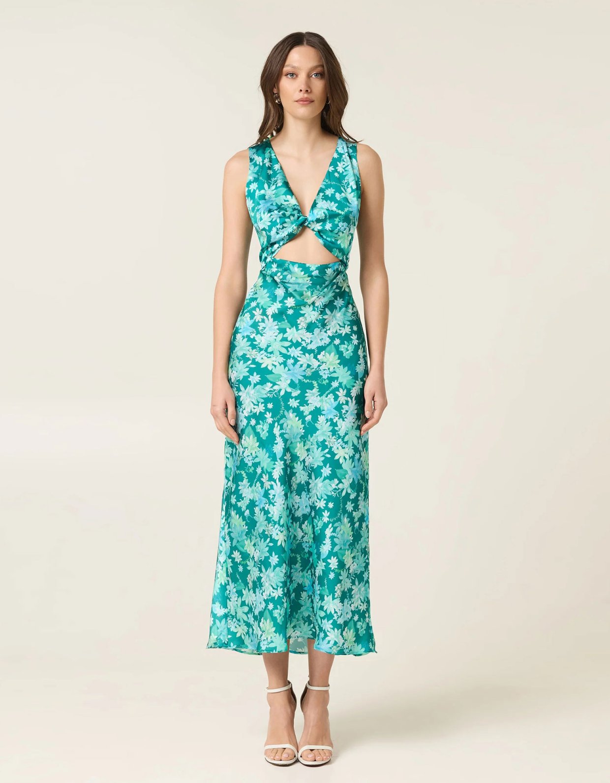 Eveleya Botanical midi satin dress