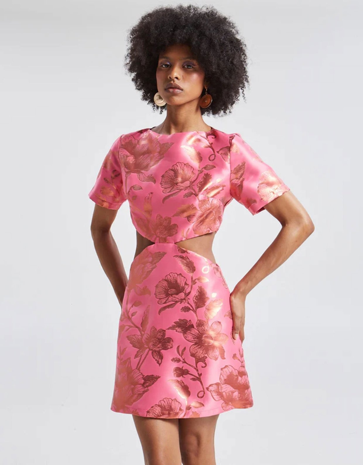 Ananke Clothing Solene brocade cut out mini dress