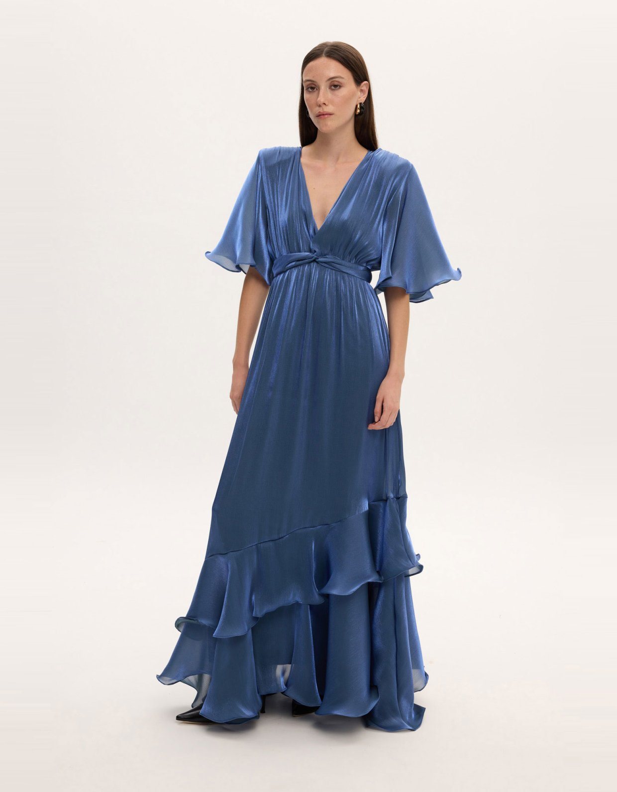 Ciel Concept Fall for you long ruffle dress blue
