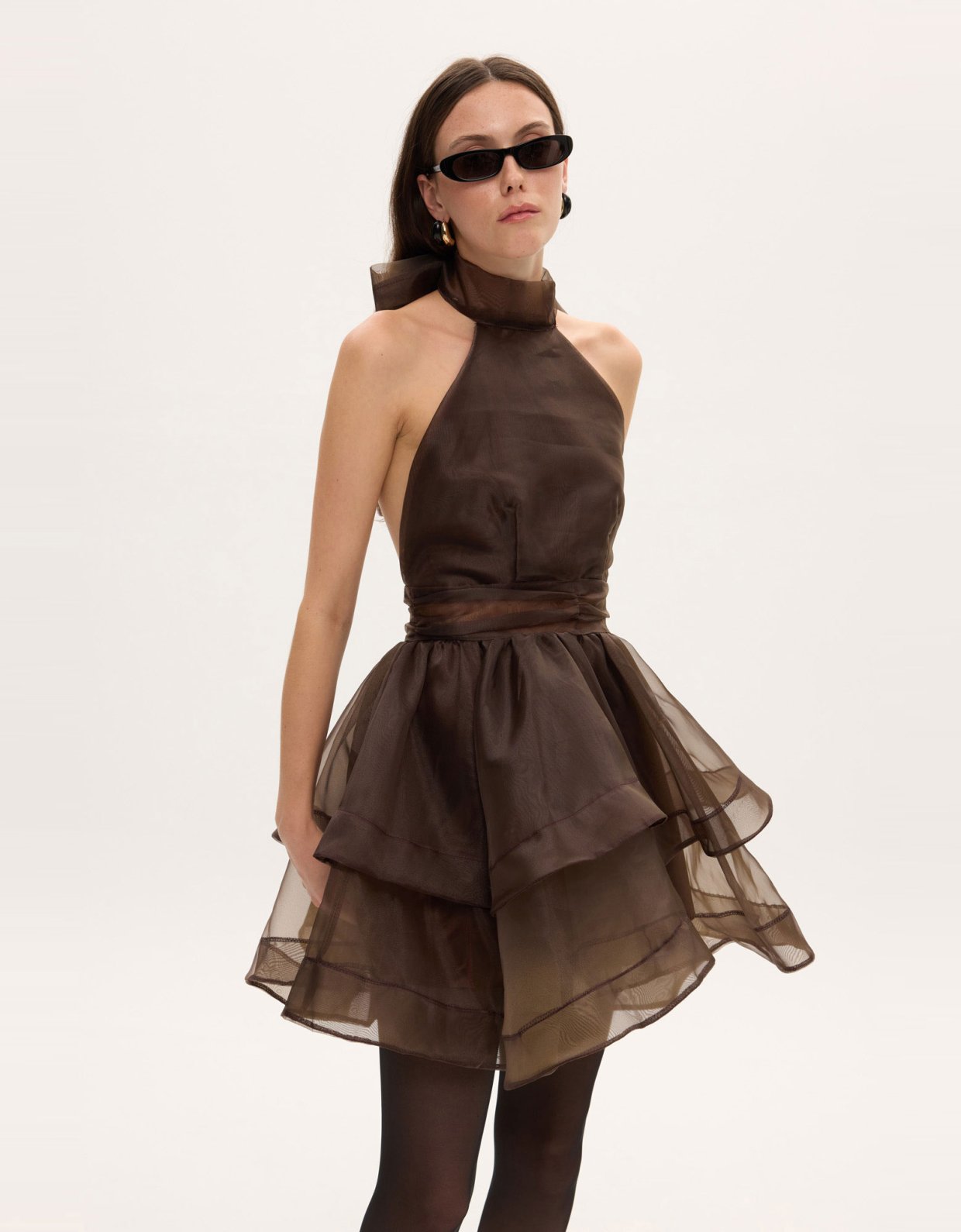 Ciel Concept Margot organza mini dress brown