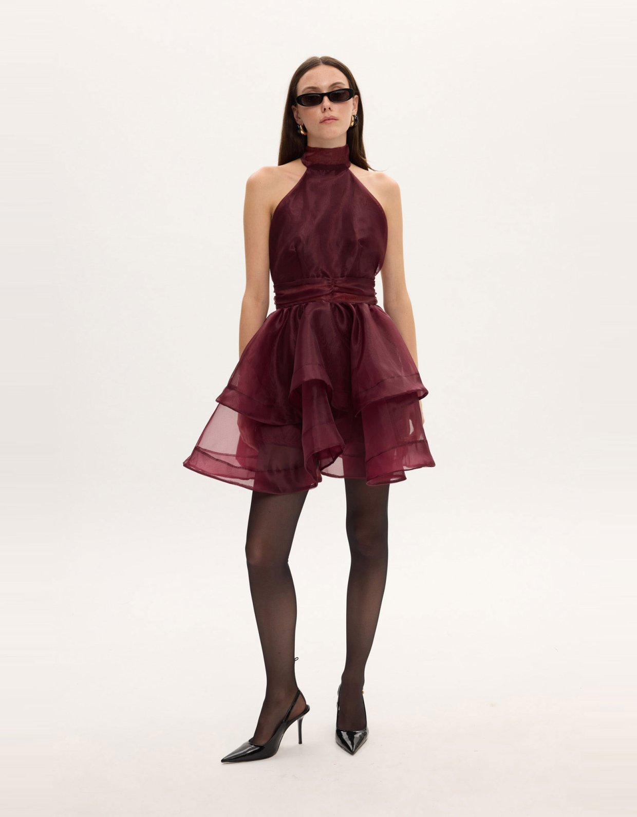 Ciel Concept Margot organza mini dress bordeaux