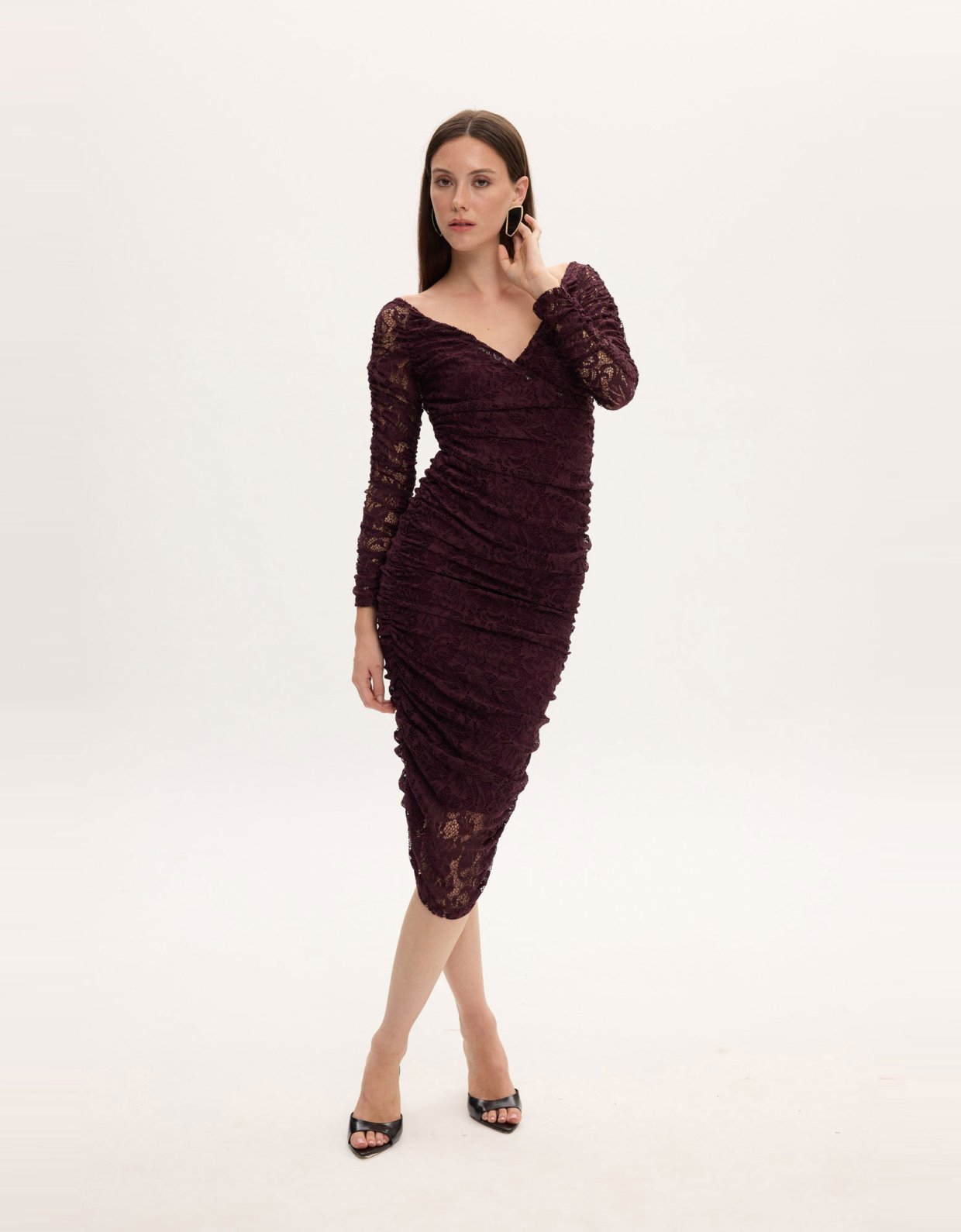 Ciel Concept Leticia lace midi off shoulder dress